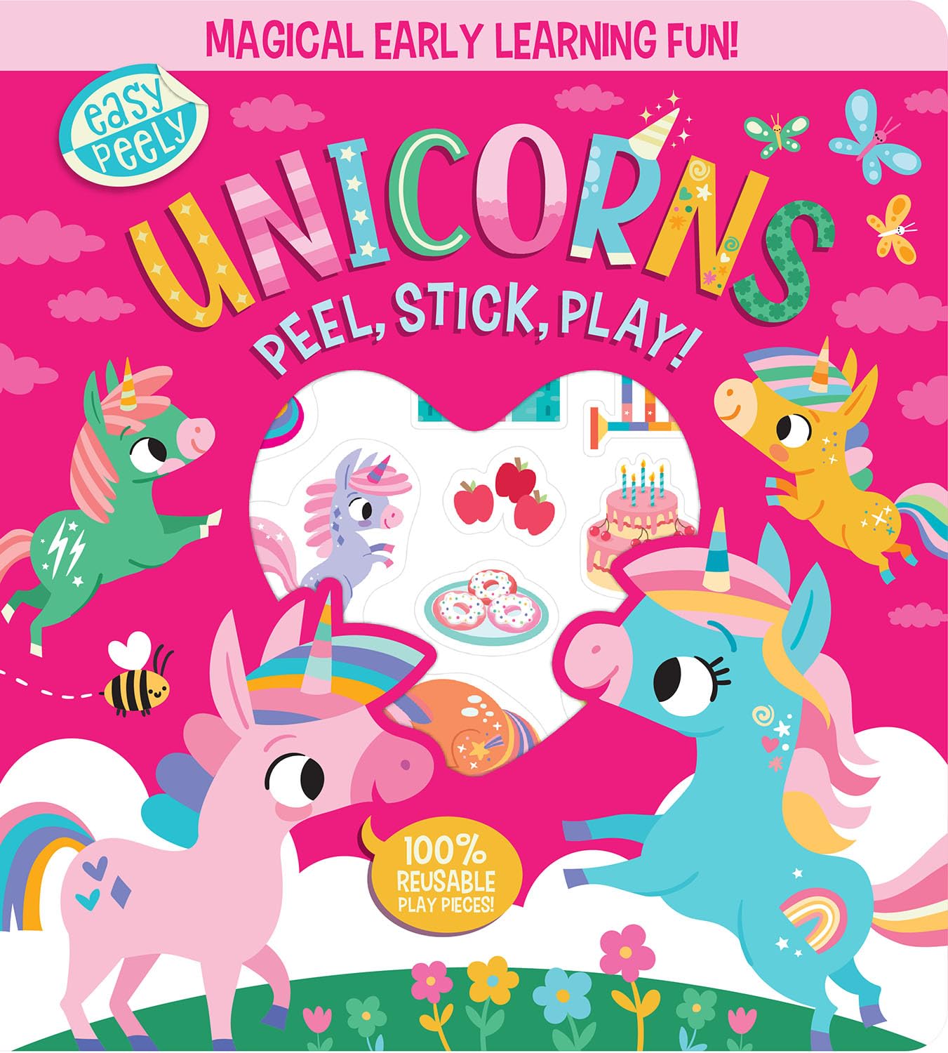 Easy Peely Unicorns – Peel, Stick, Play! Sparkly Sticker Activity Book for Little Unicorn Fans