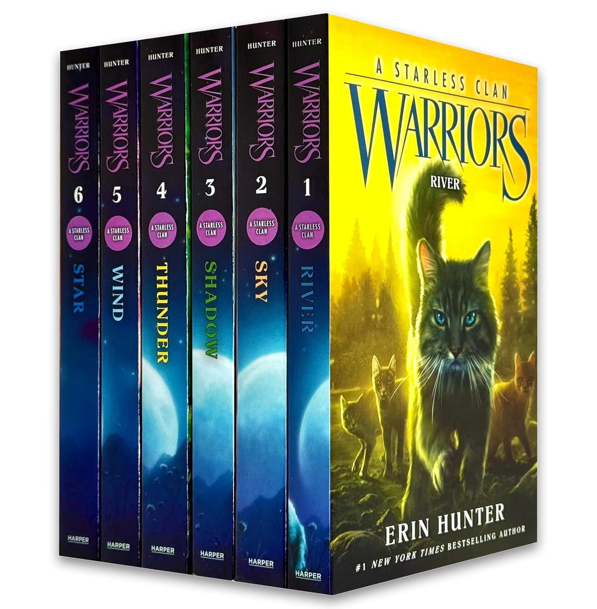 Warrior Cats Series 8 – A Starless Clan 6 Books Collection Set by Erin Hunter | River, Sky, Shadow, Thunder, Wind & Star | Children's Fantasy Adventure Series