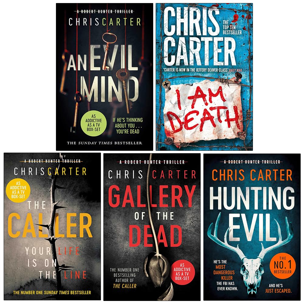 Robert Hunter Series Vol 6-10 Collection 5 Books Set By Chris Carter (An Evil Mind, I Am Death, The Caller, Gallery of the Dead and Hunting Evil)