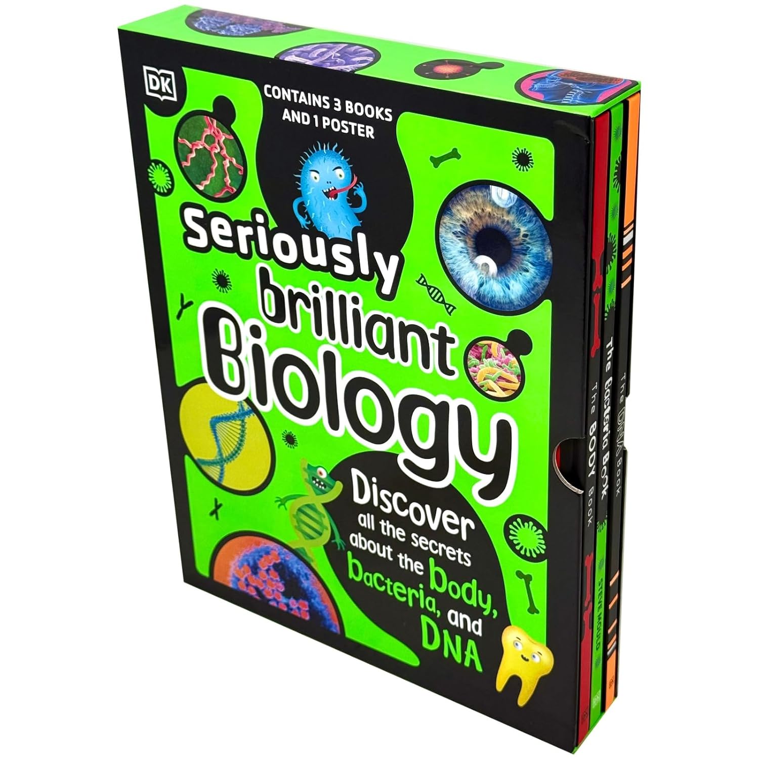 DK Seriously Brilliant Biology 3 books set by Steve Mould (The DNA Book, The Bacteria Book, The Body Book) | Hardback