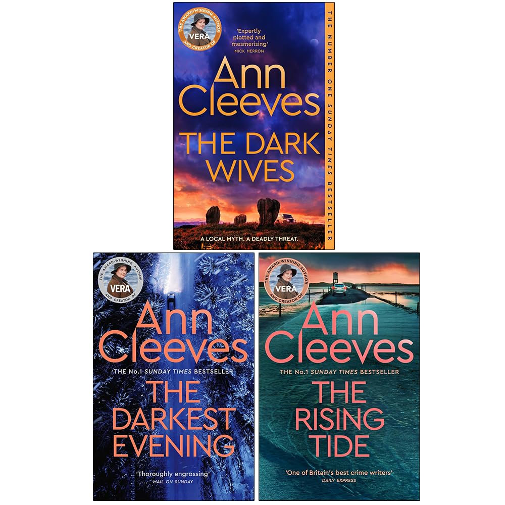 Ann Cleeves 3 Books Collection Set Series by (The Dark Wives, The Darkest Evening, The Rising Tide)| Paperback