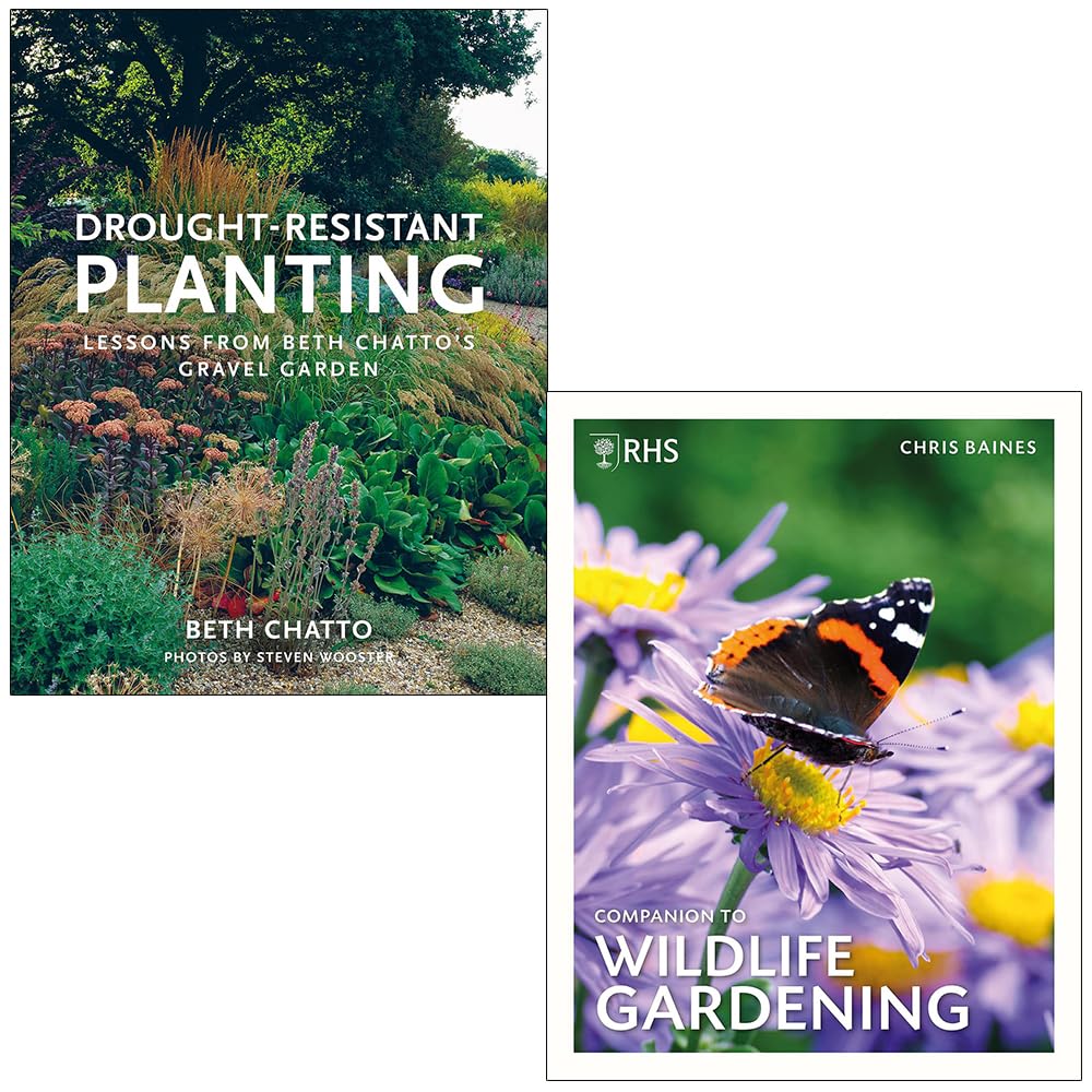 Drought-Resistant Planting By Beth Chatto and RHS Companion to Wildlife Gardening By Chris Baines 2 Books Collection Set