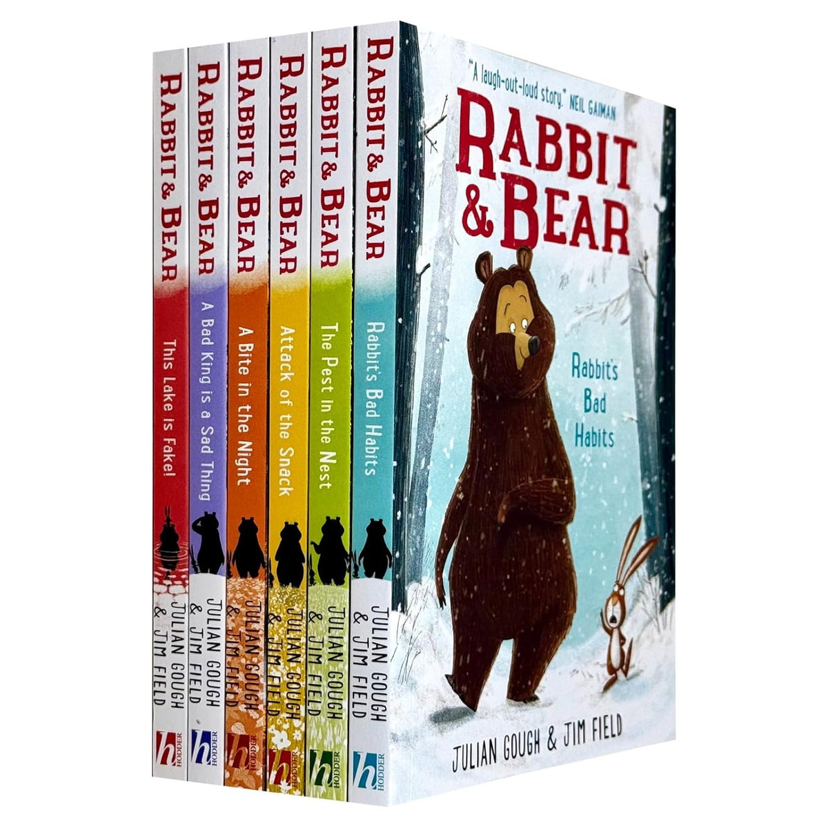 The Rabbit and Bear Collection 6 Books Set (This Lake is Fake!, Rabbit's Bad Habits, The Pest in the Nest, Attack of the Snack, A Bite in the Night and A Bad King is a Sad Thing) by Julian Gough