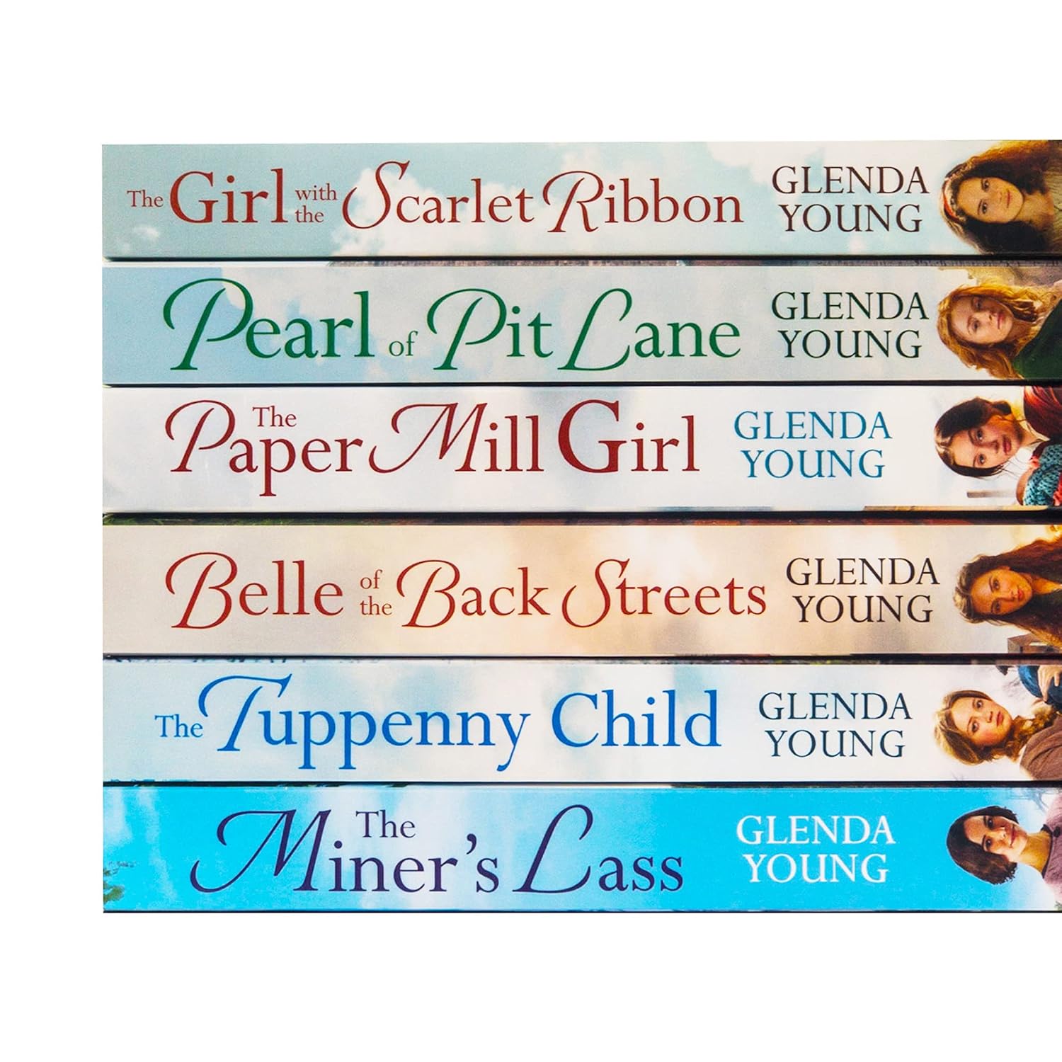Glenda Young 6 Books Collection Set (The Paper Mill Girl, Belle of the Back Streets, The Tuppenny Child, Pearl of Pit Lane, The Girl with the Scarlet Ribbon, The Miner's Lass)