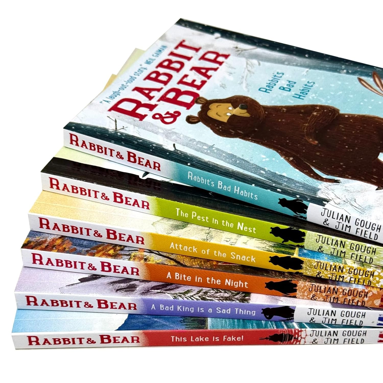 The Rabbit and Bear Collection 6 Books Set (This Lake is Fake!, Rabbit's Bad Habits, The Pest in the Nest, Attack of the Snack, A Bite in the Night and A Bad King is a Sad Thing) by Julian Gough