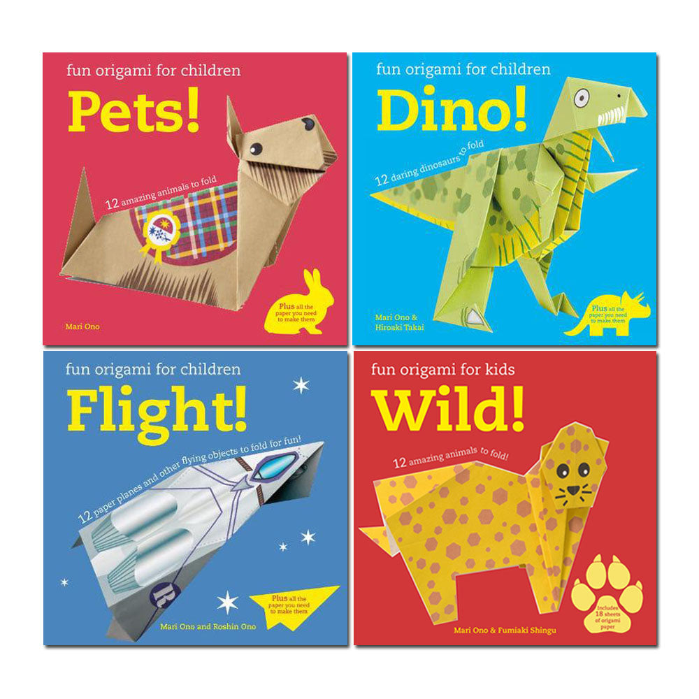 Fun Origami for Children – 4 Book Set: Dino, Pets, Wild & Flight | Creative Paper Folding Crafts, DIY Activities, Educational Fun & Hands-On Learning