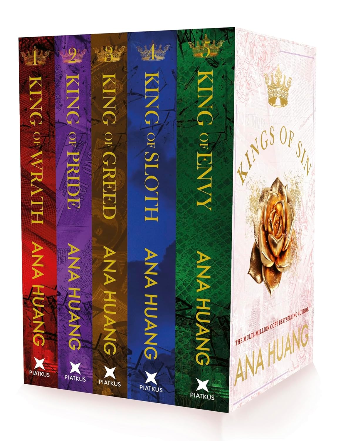 Kings of Sin Series by Ana Huang 5 Books Collection Box Set (King of Wrath, King of Pride, King of Greed, King of Sloth and King of Envy) | Paperback