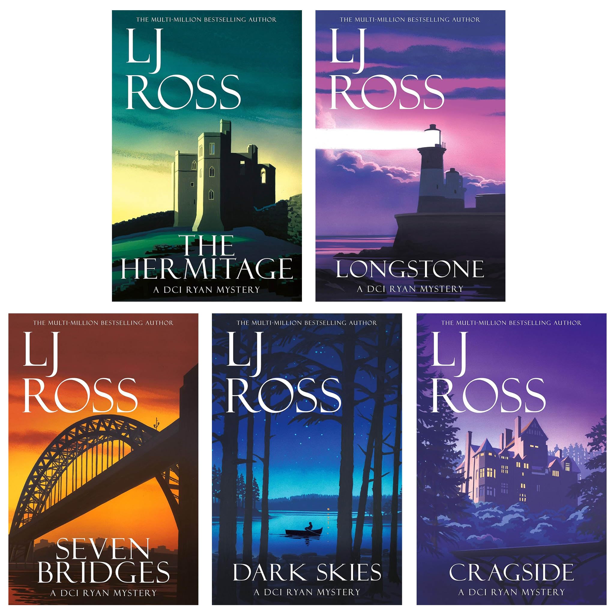 The DCI Ryan Mysteries Volume 6-10 Collection 5 Books Set By L.J Ross (Cragside, Dark Skies, Seven Bridges, The Hermitage and Longstone)