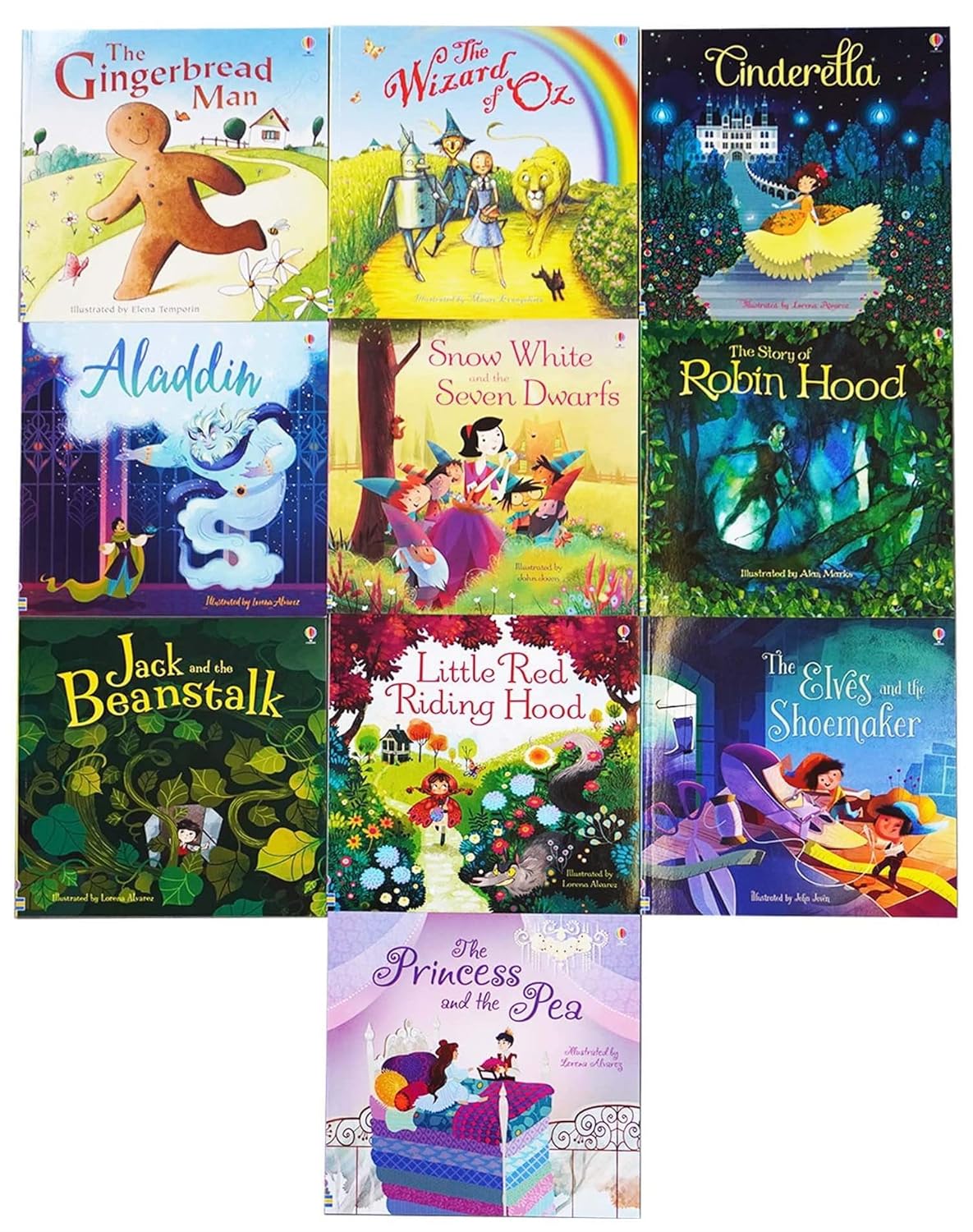 Usborne Fairytale Picture Book Collection 10 Book Set for Children, Classic Stories incl. Cinderella, Snow White, Wizard of Oz, Jack & the Beanstalk & More