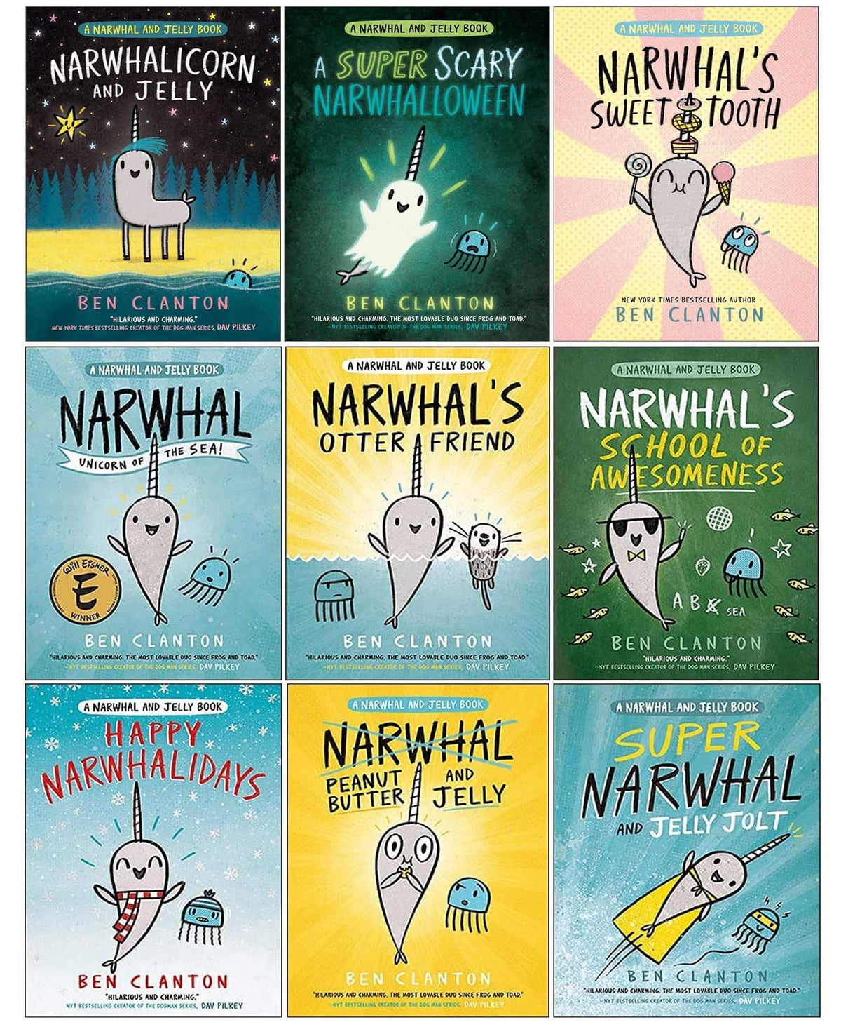 Narwhal and Jelly 9 Books Collection Set by Ben Clanton – The Hilarious and Heart-warming Underwater Adventure Series (Includes Narwhal’s Sweet Tooth, Narwhalicorn and Jelly, Super Narwhal and More!)