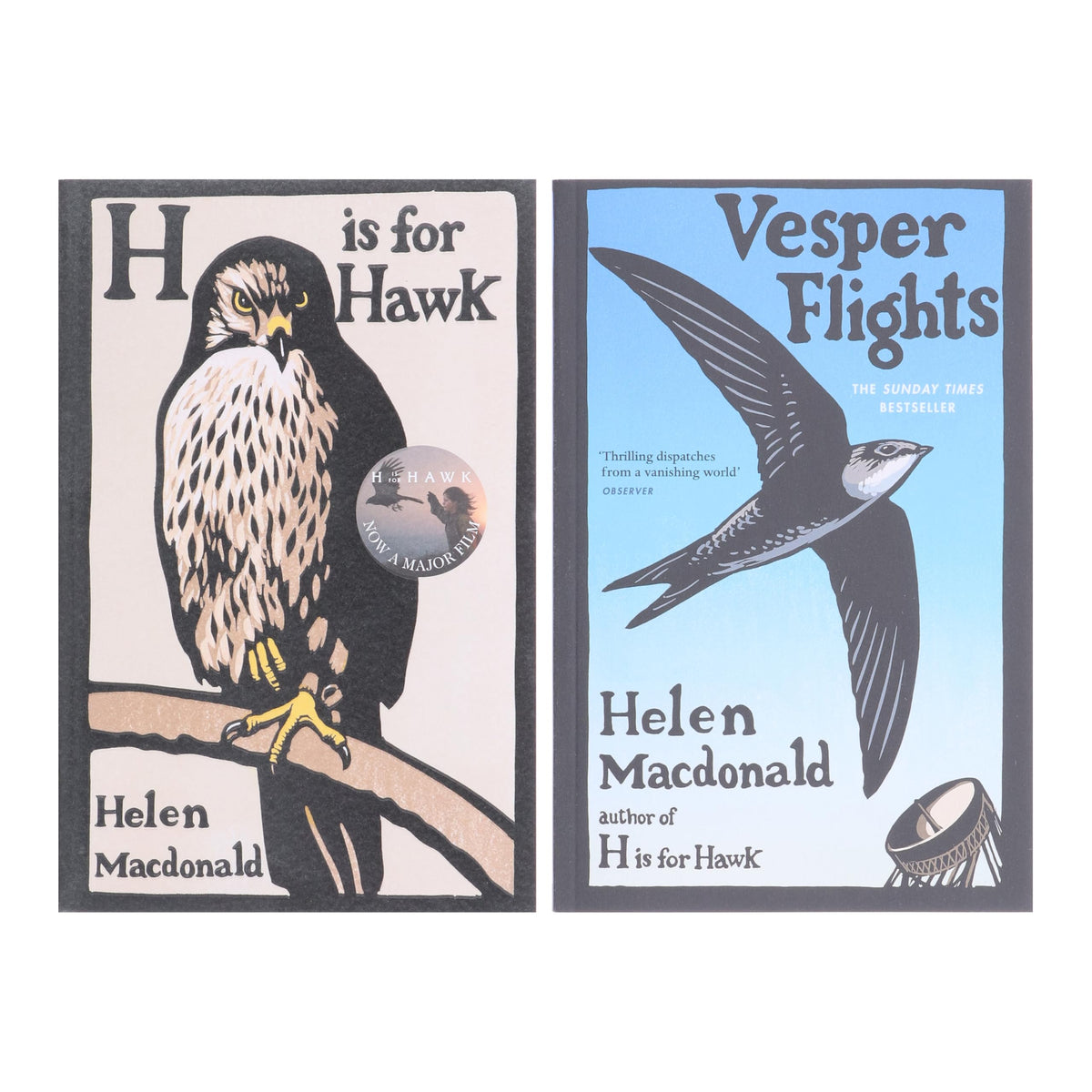 Helen Macdonald 2 Books Collection Set | H Is for Hawk & Vesper Flights | Nature Writing, Memoir & Essays (Paperback)