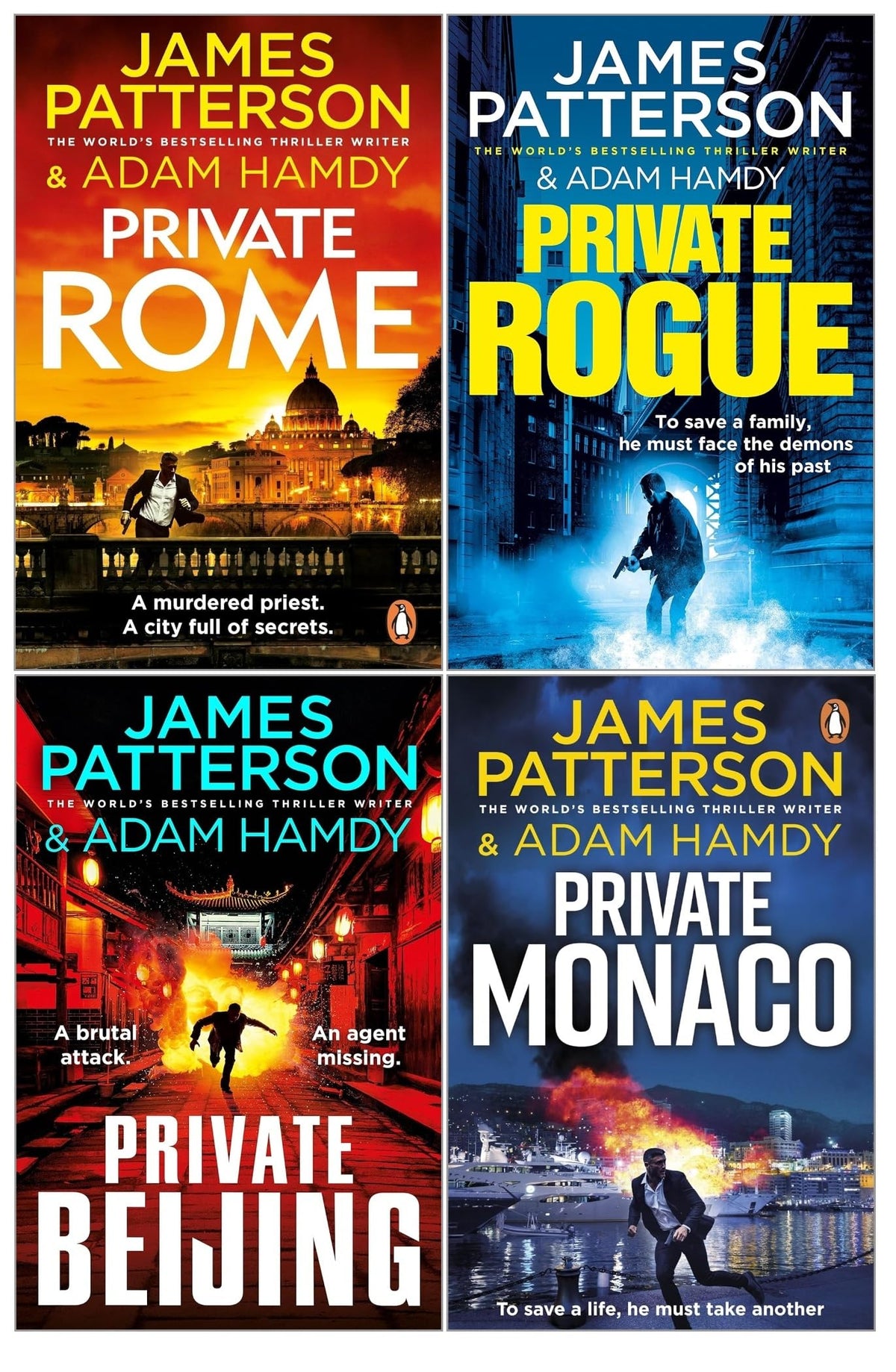 James Patterson Private Series 4 Books Collection Set (Books 16-19) (Private Rogue, Private Beijing, Private Rome, Private Monaco)