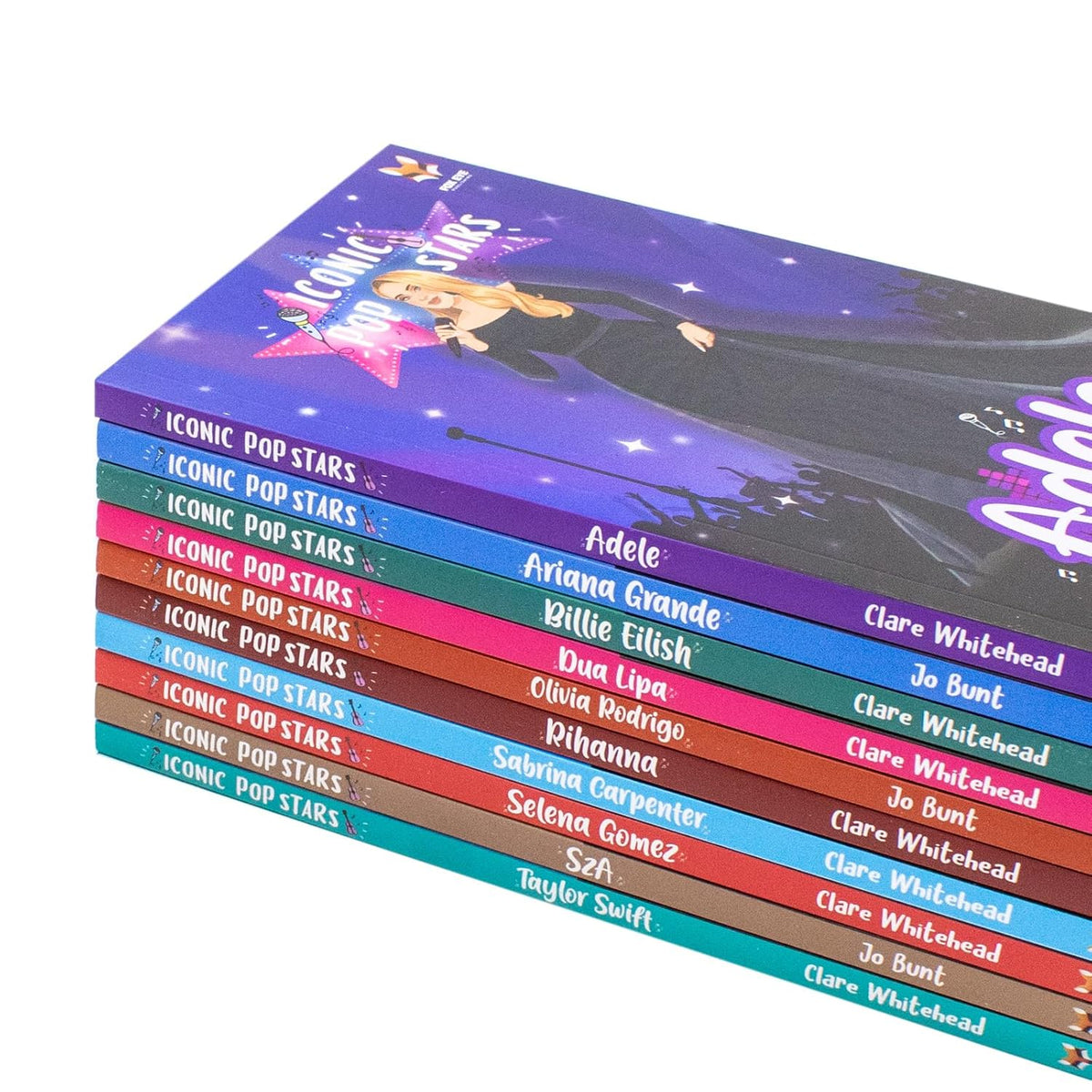 Iconic Music Pop stars 10 Story Books Box Set: Rise to Becoming a Super star (Taylor Swift, Sabrina Carpenter, Ariana Grande, Billie Eilish, SZA, Olivia ... Gomez, Adele, Dua Lipa) (Iconic Popstars) | Paperback
