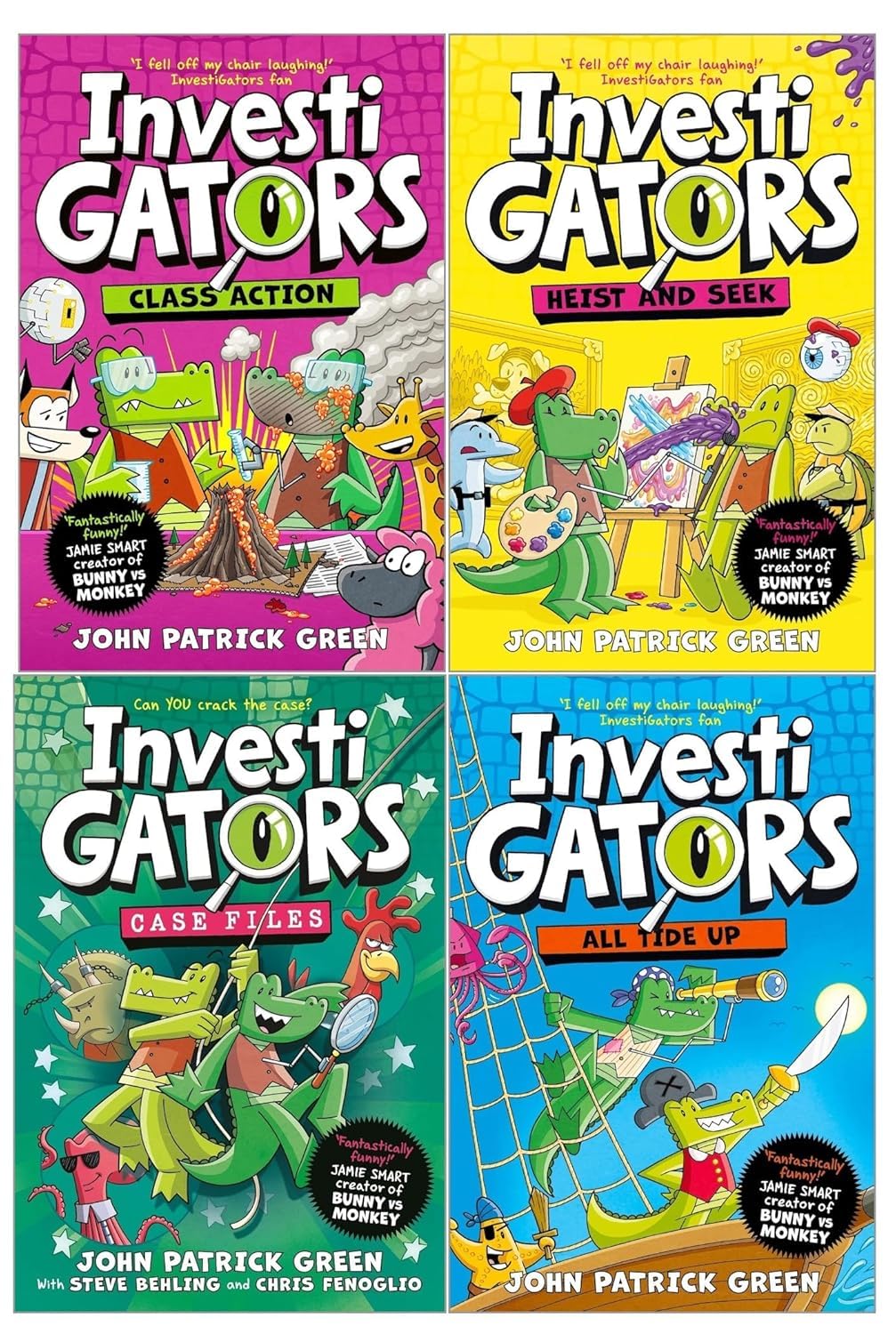 InvestiGators Series by John Patrick Green Books 6-9 4 Books Set (All Tide Up, Heist and Seek, Class Action, Case Files)