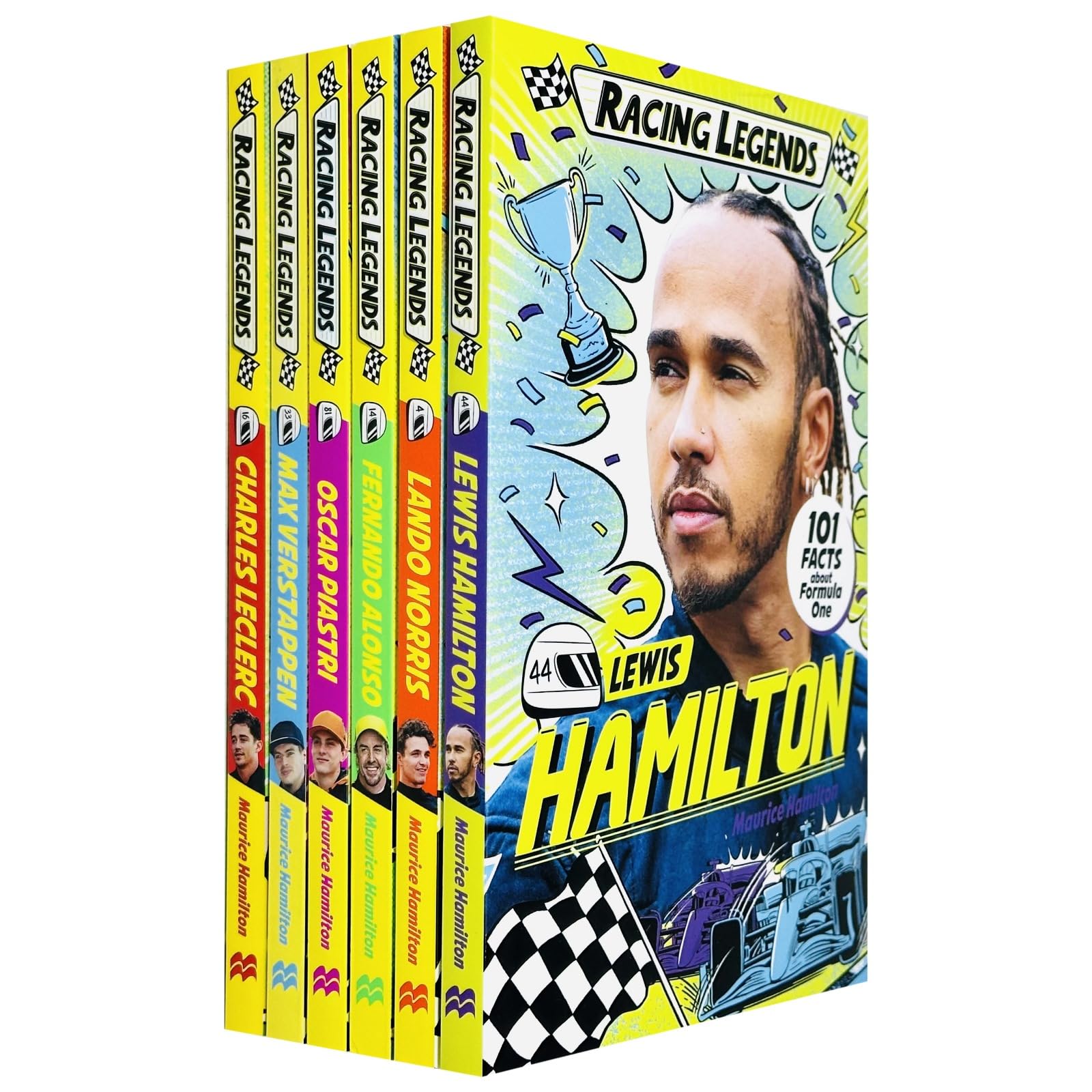 Racing Legends 6 Books Collection Set By Maurice Hamilton (Lewis Hamilton, Max Verstappen, Charles Leclerc, Lando Norris, Fernando Alonso and Oscar Piastri)