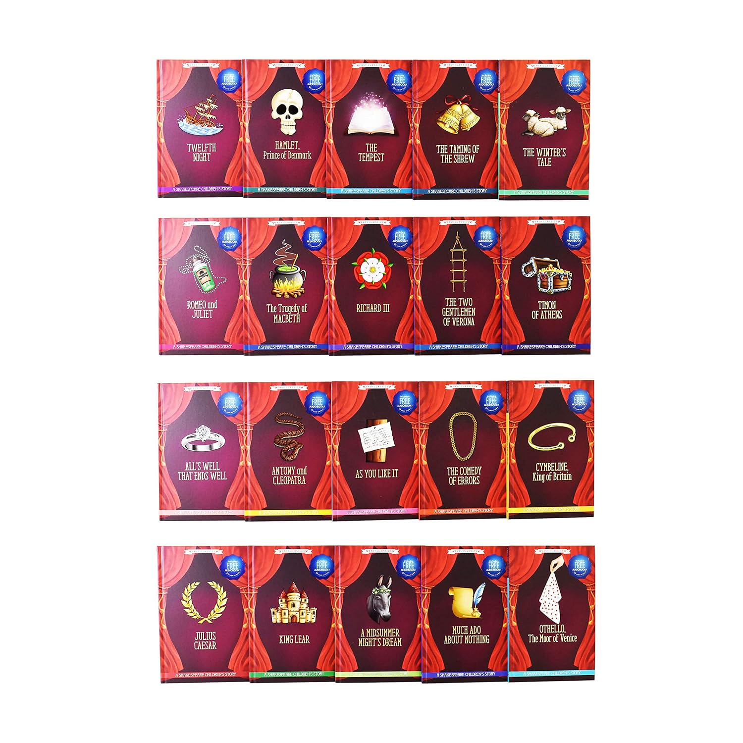 20 Shakespeare Children's Stories Hardback Books Collection Set | Easy Classics Edition with FREE Audiobooks (QR Codes Included)