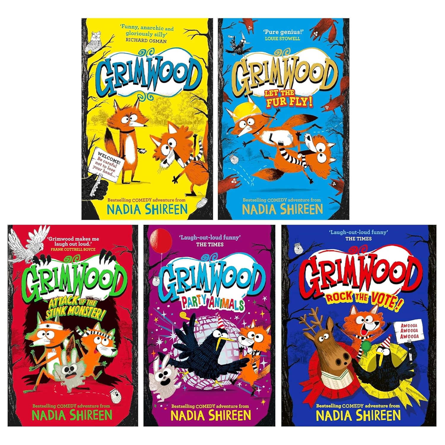 Grimwood Series 5 Books Collection Set by Nadia Shireen (Rock the Vote!, Party Animals, Attack of the Stink Monster & More
