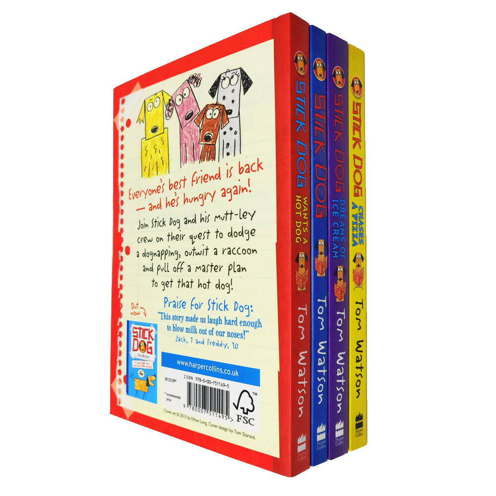 Stick Dog Series by Tom Watson – 4 Books Collection | Funny Kids Stories, Hot Dog Adventures, Comic Humor for Young Readers & Children's Literature