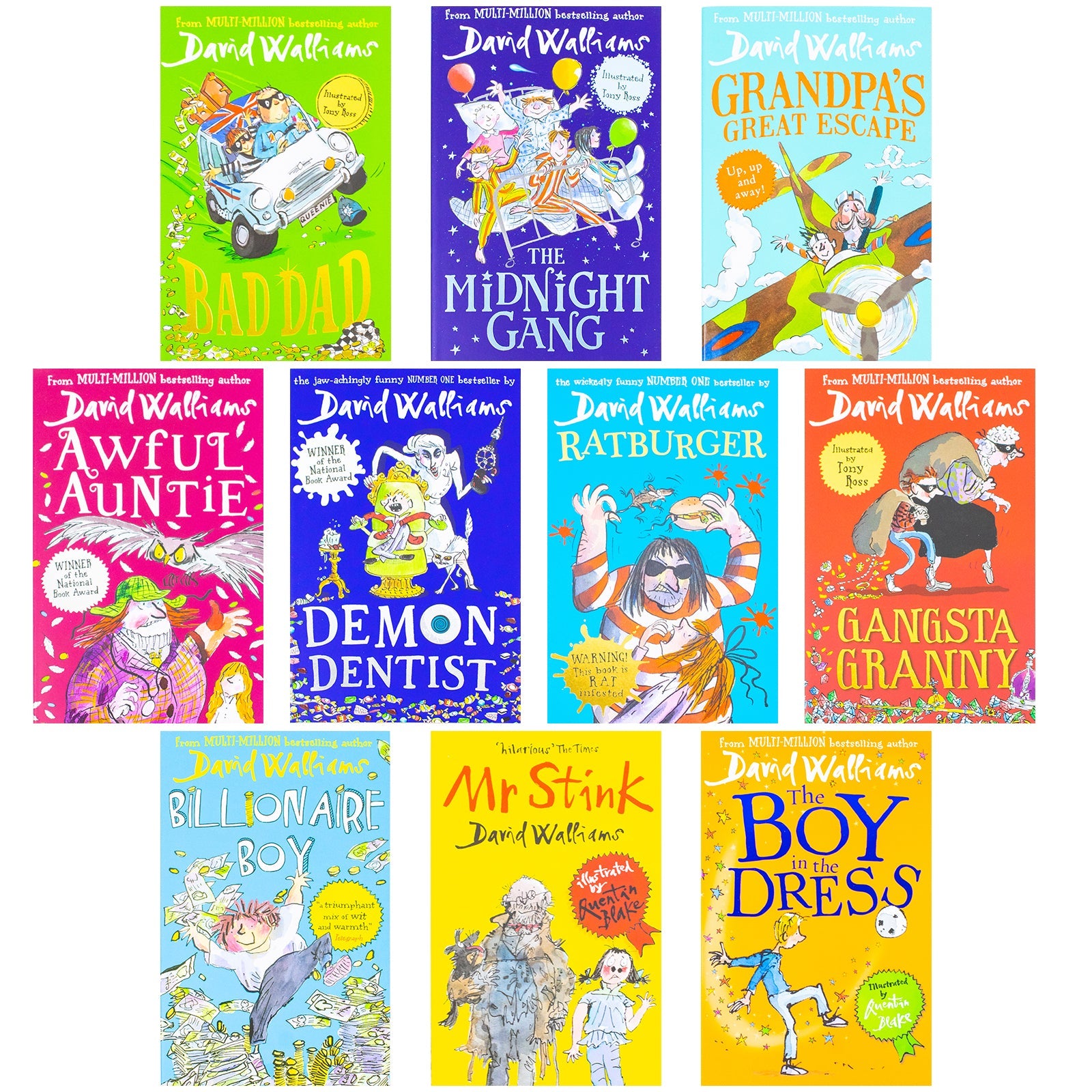 David Walliams The Terrific Ten Mega Massive 10 Books Box Set - Fun and Adventure for 8+ Years Children Paperback Young Readers family Fun Reading