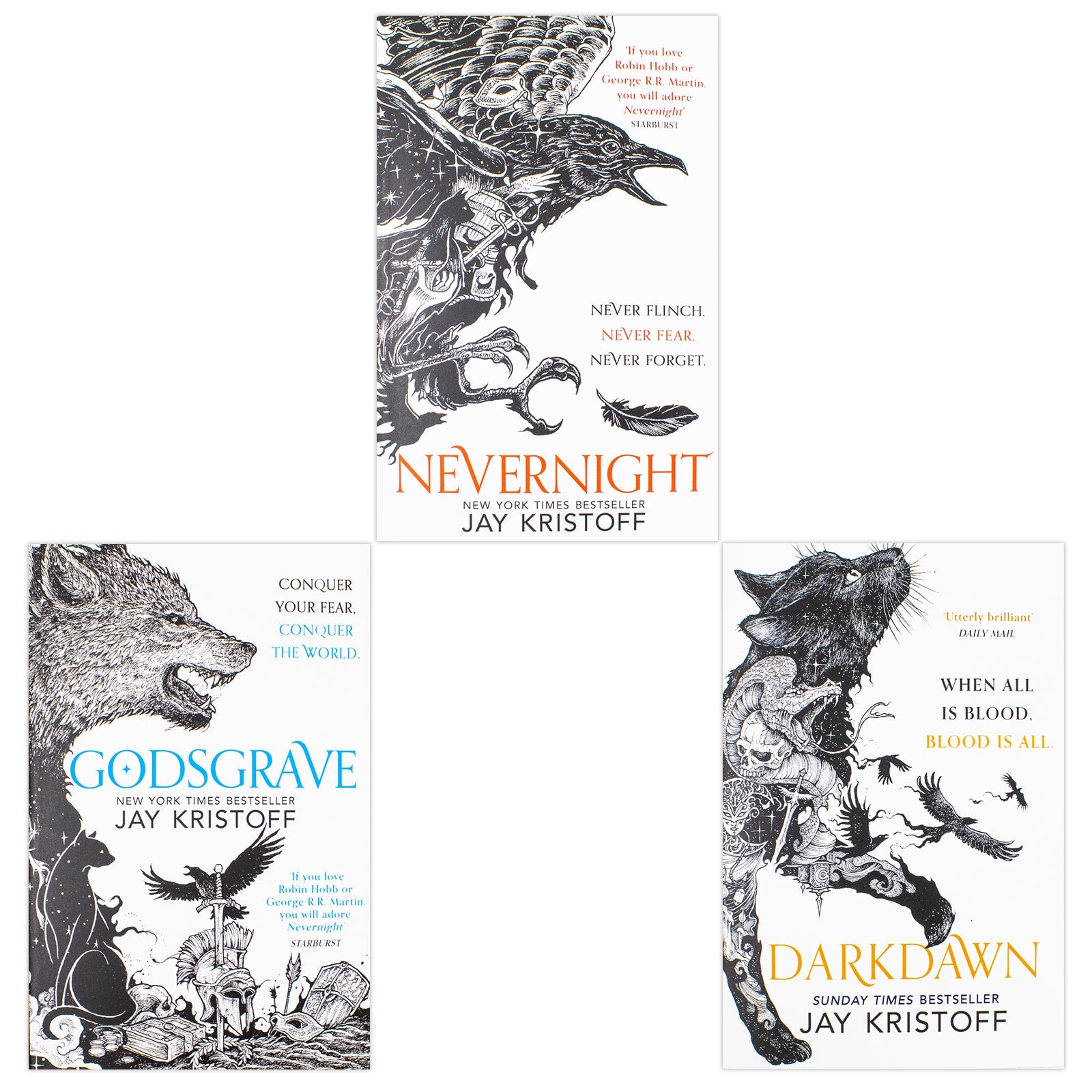 The Nevernight Chronicle Series 3 Books Collection Set by Jay Kristoff – Epic Fantasy Adventure Novels | Nevernight, Godsgrave & Darkdawn Book Set