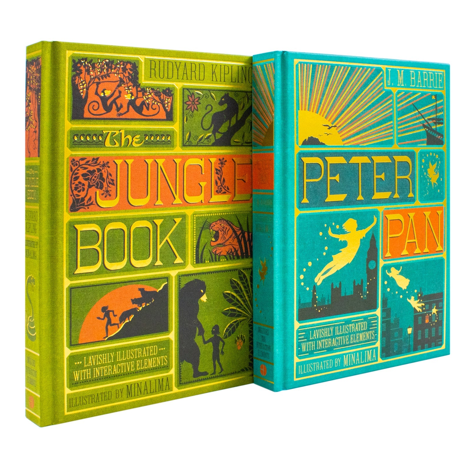 Peter Pan and The Jungle Book - Minalima Edition 2 Books Collection Set | Illustrated with Interactive Elements
