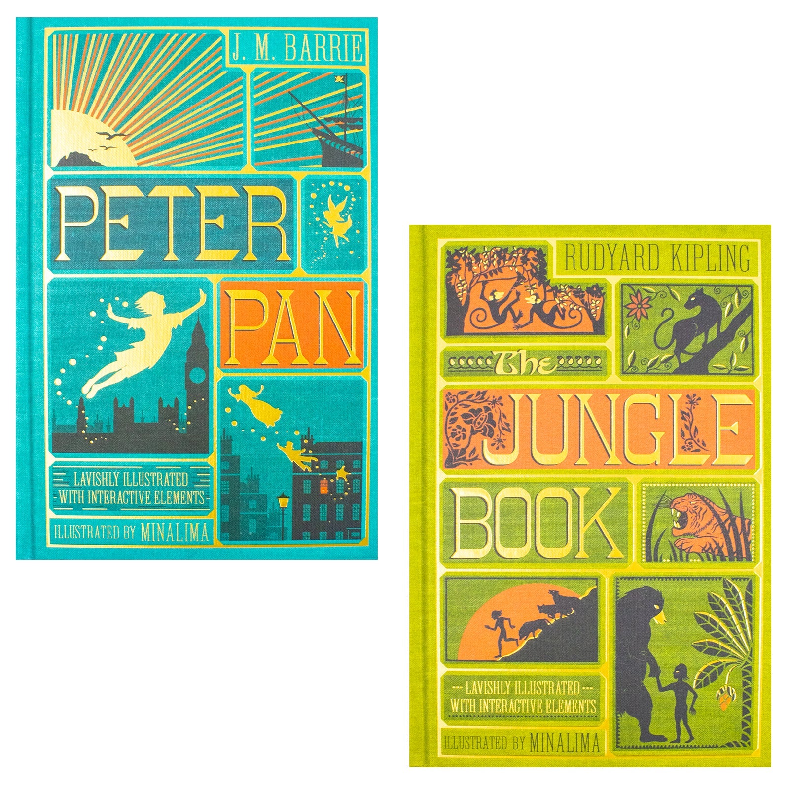 Peter Pan and The Jungle Book - Minalima Edition 2 Books Collection Set | Illustrated with Interactive Elements