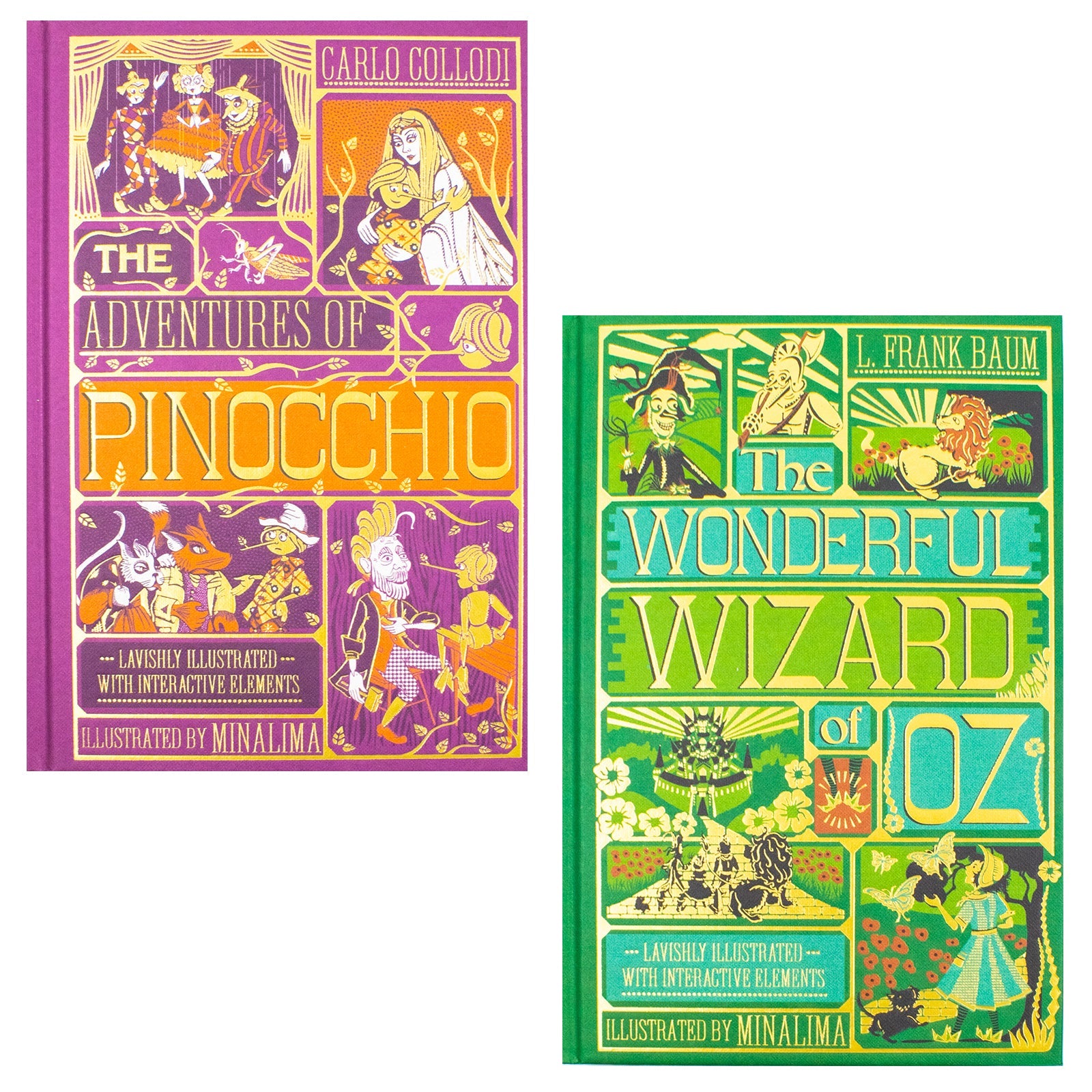The Wonderful Wizard of Oz and The Adventures of Pinocchio - Minalima Edition 2 Books Collection Set | Illustrated with Interactive Elements