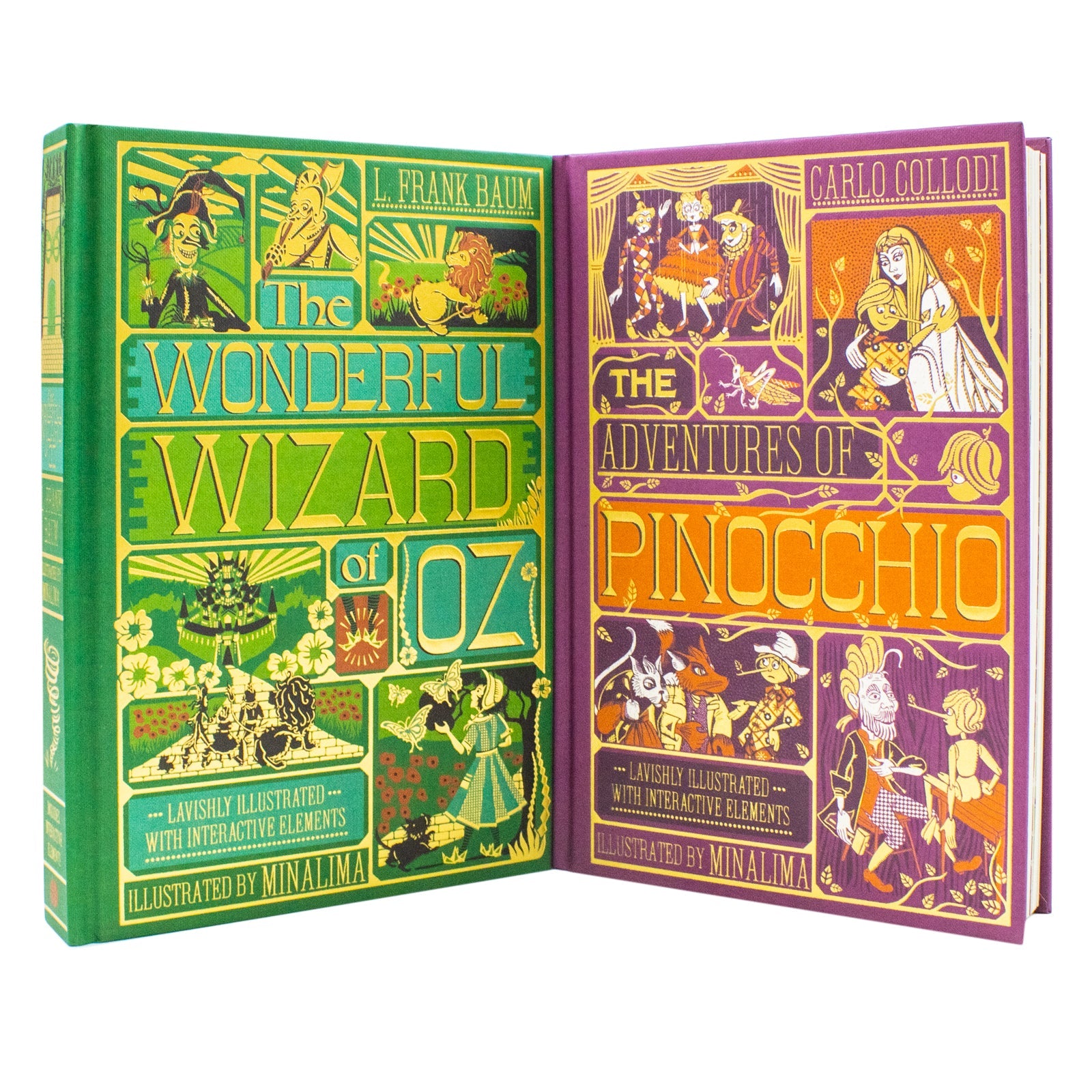 The Wonderful Wizard of Oz and The Adventures of Pinocchio - Minalima Edition 2 Books Collection Set | Illustrated with Interactive Elements