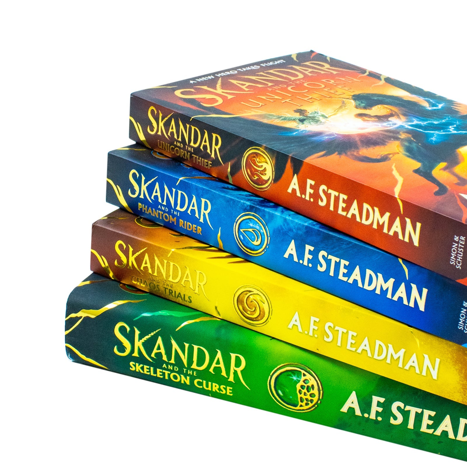 Skandar Series 4 Books Collection Set By A.F. Steadman (Skandar and the Chaos Trials, Skandar and the Phantom Rider, Skandar and the Unicorn Thief and Skandar and the Skeleton Curse)