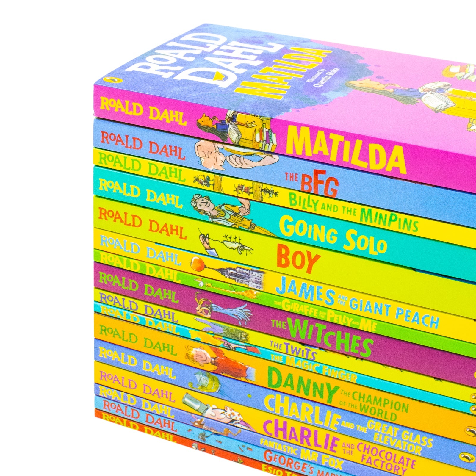Roald Dahl Collection 16 Book Set – BFG, Matilda, Witches, Twits – Classic Children's Fiction, Kids Adventure Book Age 8+, Bedtime & Fun Reading