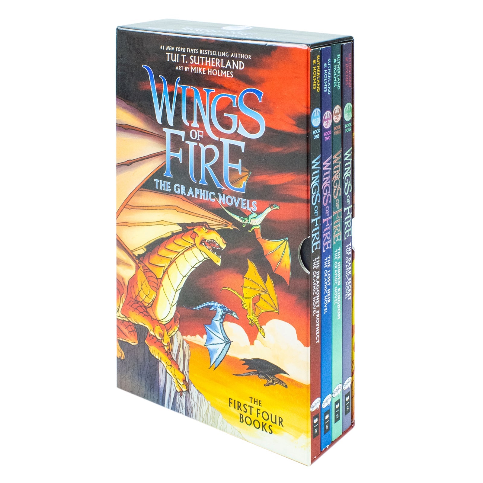 Wings of Fire Graphic Novel Box Set – 4 Fantasy Books by Tui T. Sutherland for Kids & Young Readers, Full of Dragons, Fun & Middle Grade Reading