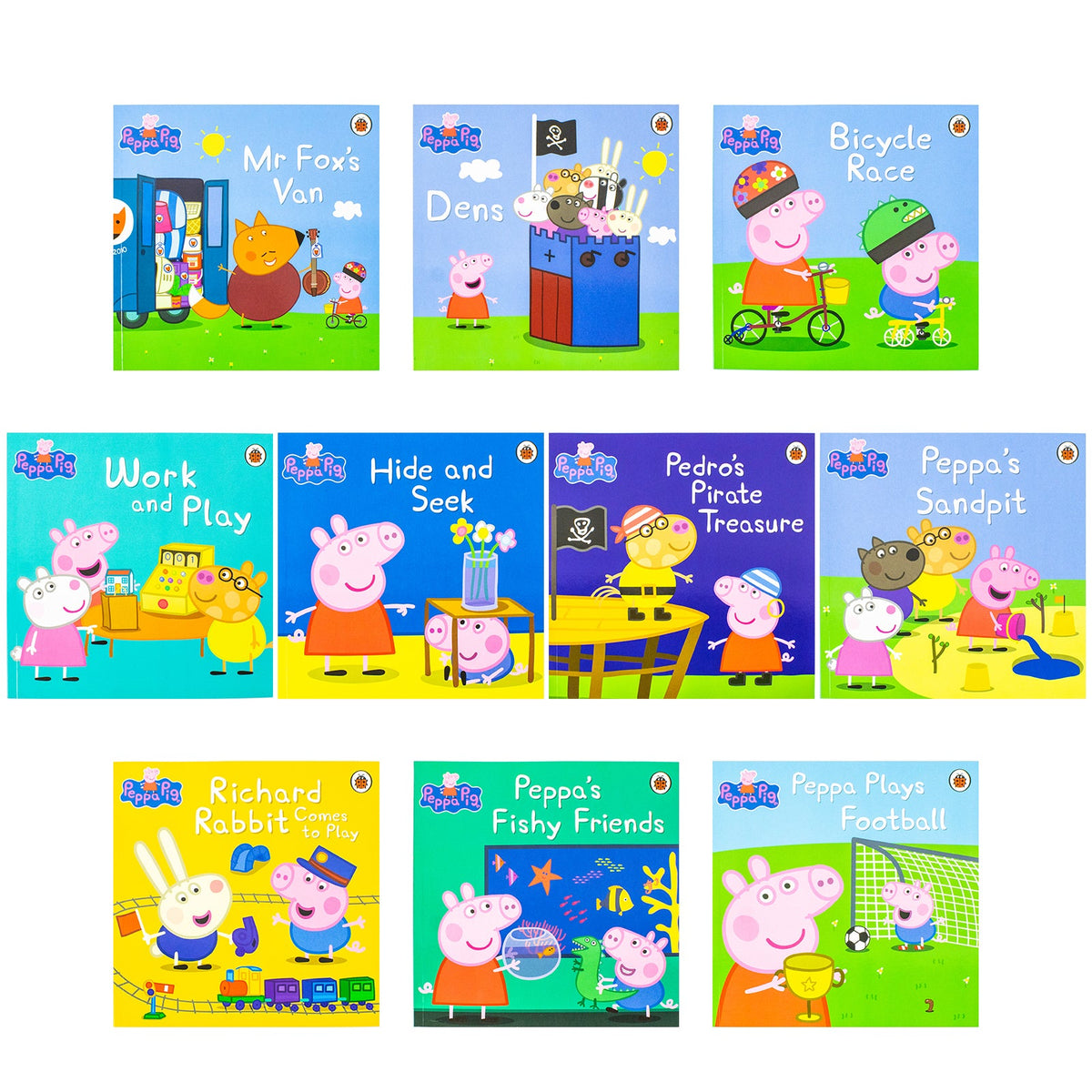 Peppa's Fun With Friends 10 Book Storybook Collection Set (Bicycle Race, Dens, Hide And Seek And More )