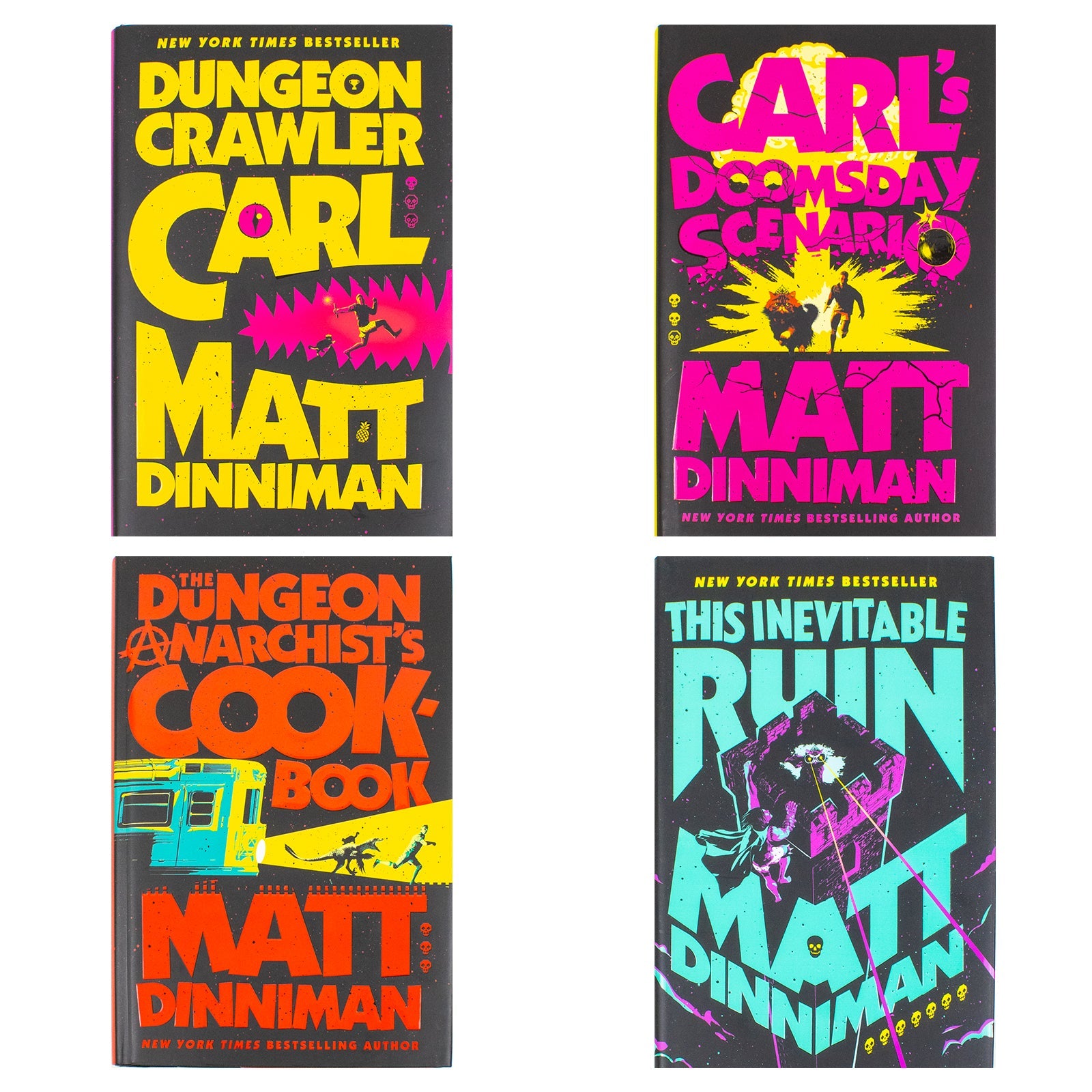 Dungeon Crawler Carl Series by Matt Dinniman 4 Books Collection Set (Dungeon Crawler Carl, Carl's Doomsday Scenario, The Dungeon Anarchist's Cookbook and This Inevitable Ruin) | Hardcover