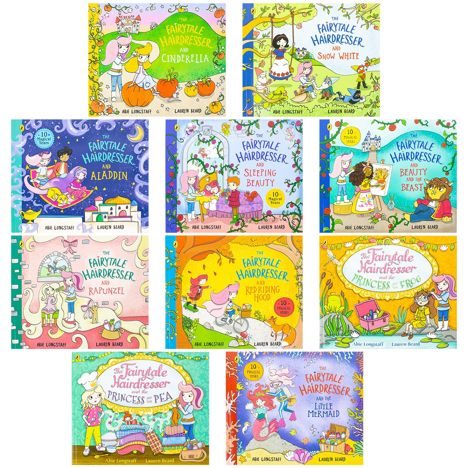 The Fairytale Hairdresser Collection 10 Books Set – Rapunzel, Cinderella, Snow White, Beauty & the Beast, Aladdin, Princess and the Pea & More | Children's Picture Books