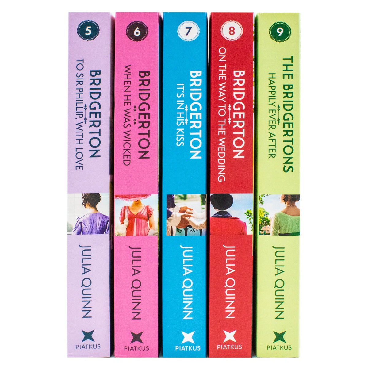Bridgertons Series 5 Books Collection Set by Julia Quinn (Books 5–9) | To Sir Phillip, With Love, When He Was Wicked & More | Historical Romance