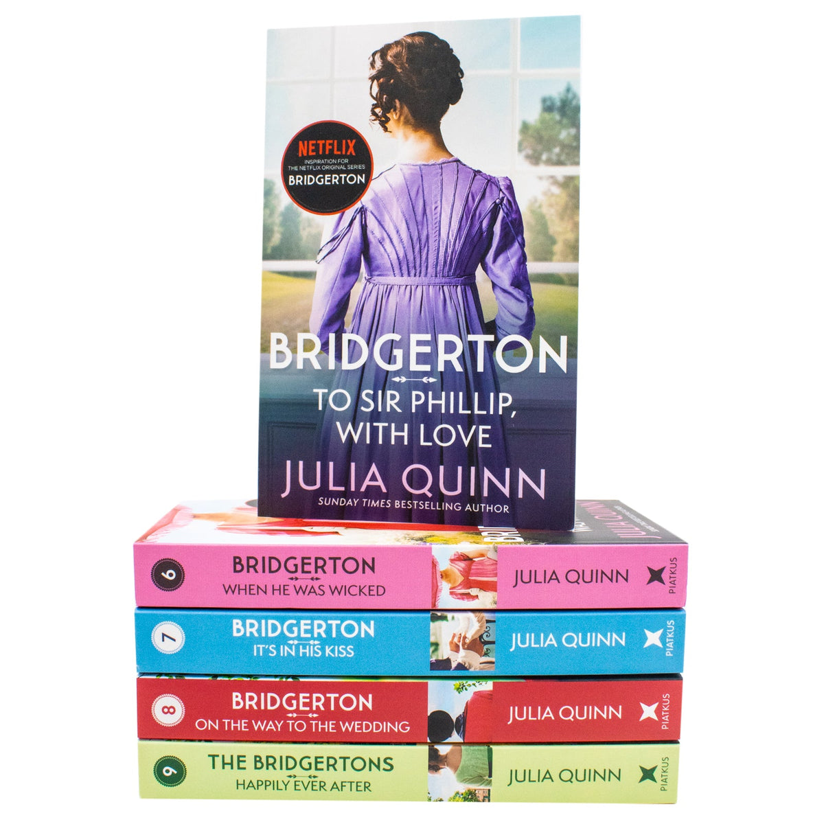 Bridgertons Series 5 Books Collection Set by Julia Quinn (Books 5–9) | To Sir Phillip, With Love, When He Was Wicked & More | Historical Romance