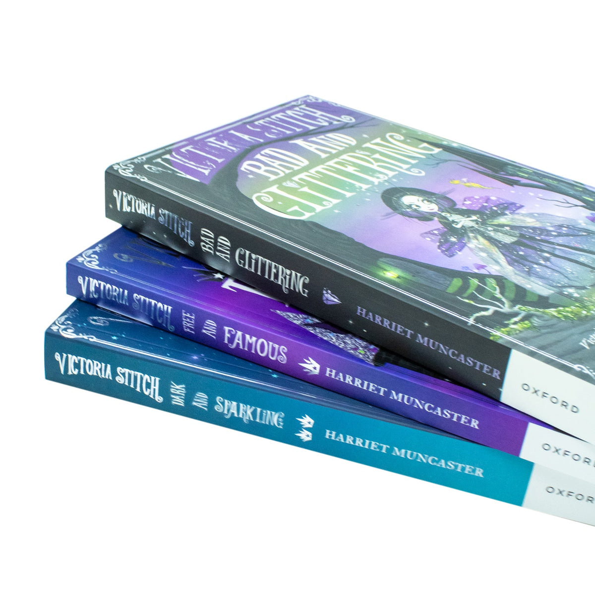 Victoria Stitch Series 3 Book Set by Harriet Muncaster – Bad and Glittering, Free and Famous, Dark and Sparkling – Fantasy Fiction for Kids & Readers