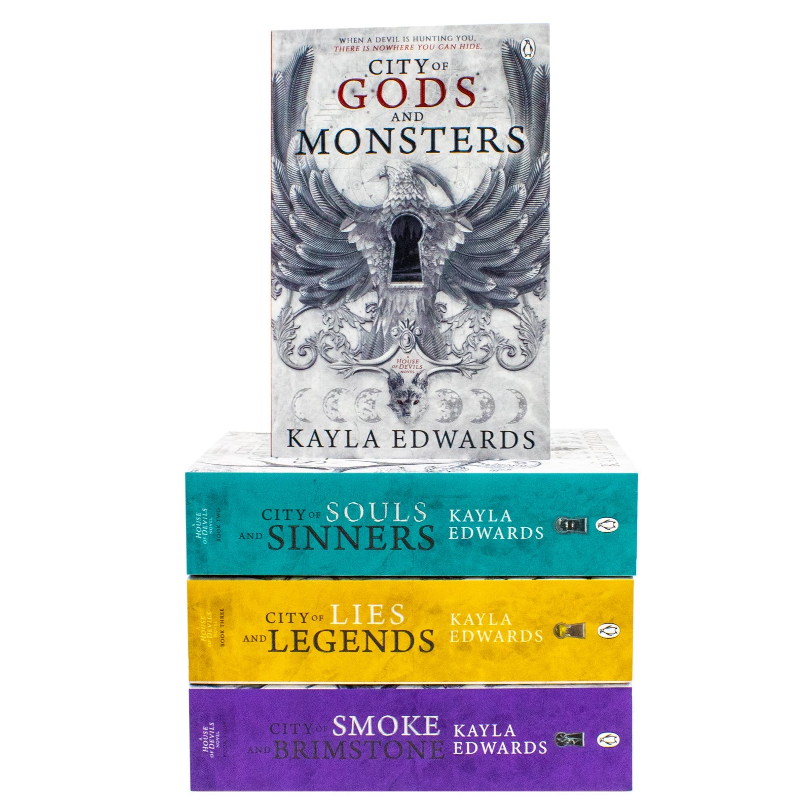 House of Devils Series by Kayla Edwards 4 Books Collection Set (City of Gods and Monsters, City of Souls and Sinners, City of Lies and Legends and City of Smoke and Brimstone)