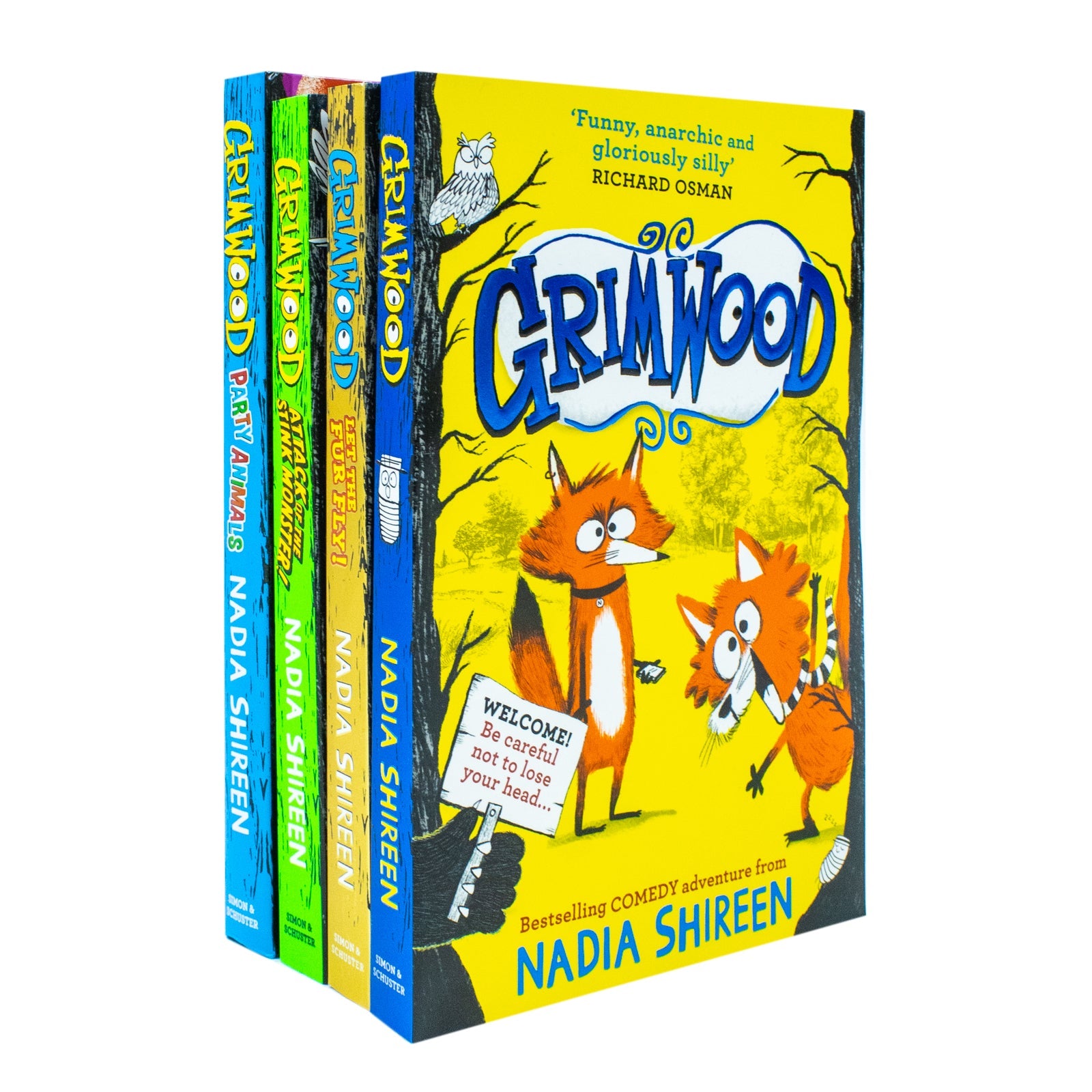 Grimwood Series 4 Books Collection Set by Nadia Shireen (Grimwood, Grimwood: Let The Fur Fly!, Grimwood: Attack of the Stink Monster!, Grimwood: Party Animals [Hardcover])