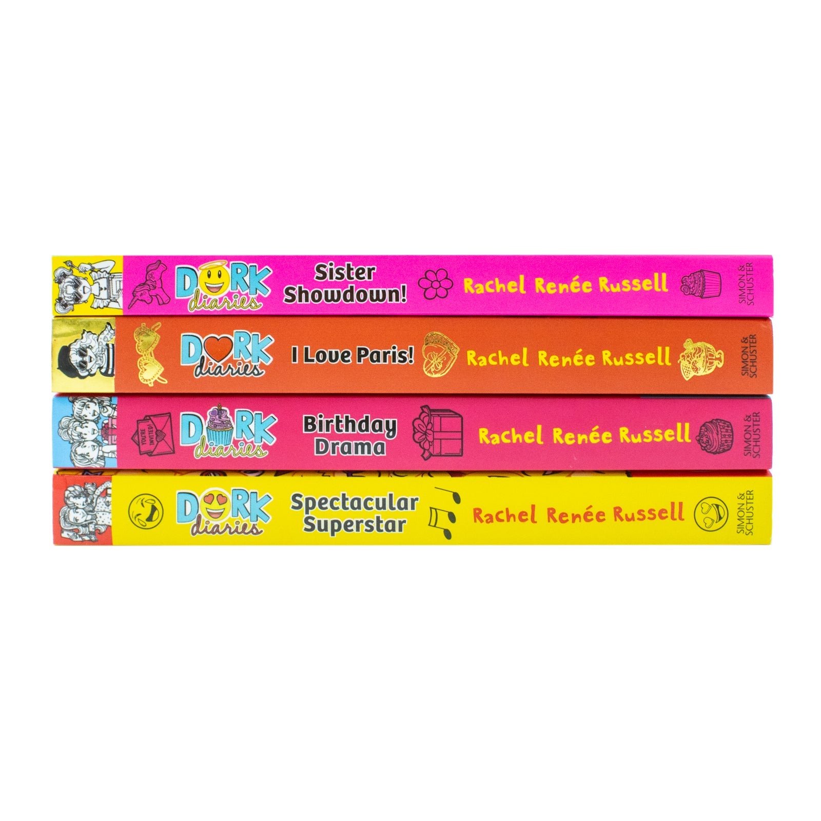 Dork Diaries Collection 4 Books Set (Volume 13-16) By Rachel Renee Russell (Birthday Drama!, Spectacular Superstar, I Love Paris!, Sister Showdown!)