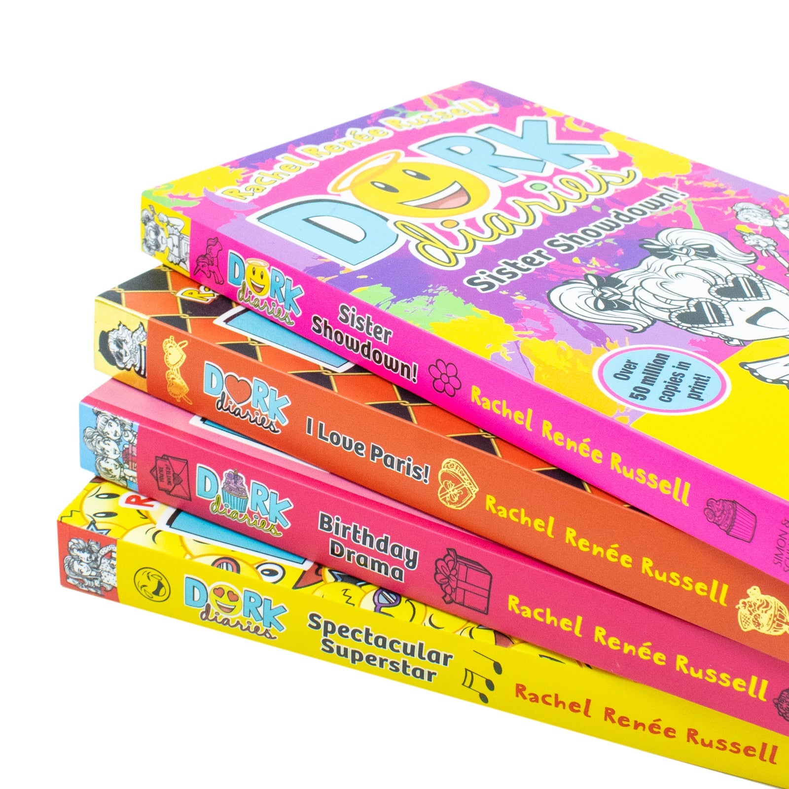 Dork Diaries Collection 4 Books Set (Volume 13-16) By Rachel Renee Russell (Birthday Drama!, Spectacular Superstar, I Love Paris!, Sister Showdown!)