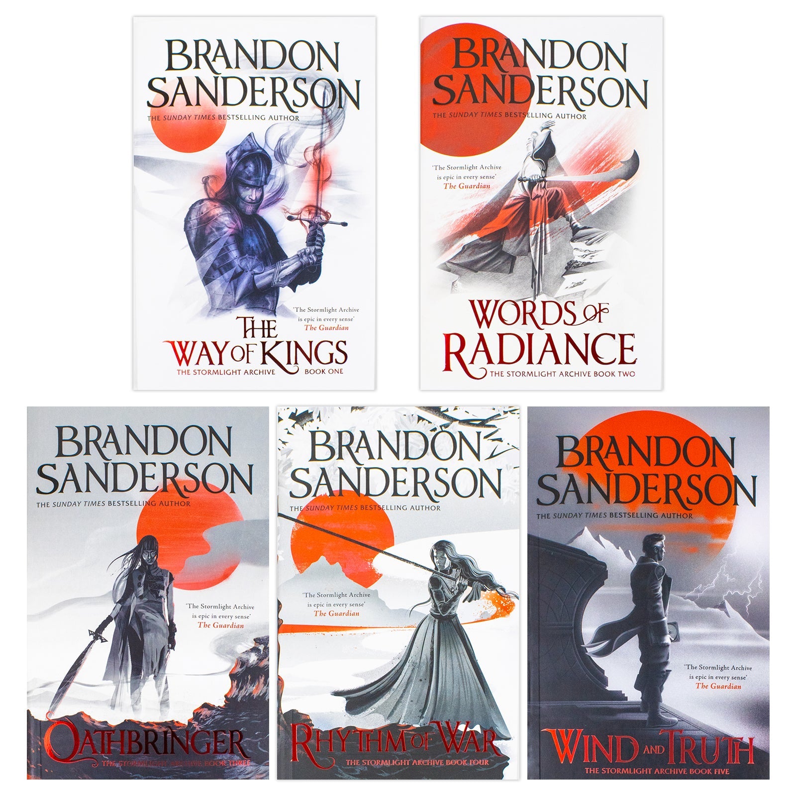 The Stormlight Archive Series 5 Books Collection Set by Brandon Sanderson (The Way of Kings, Words of Radiance, Oathbringer, Rhythm of War, Wind and Truth)