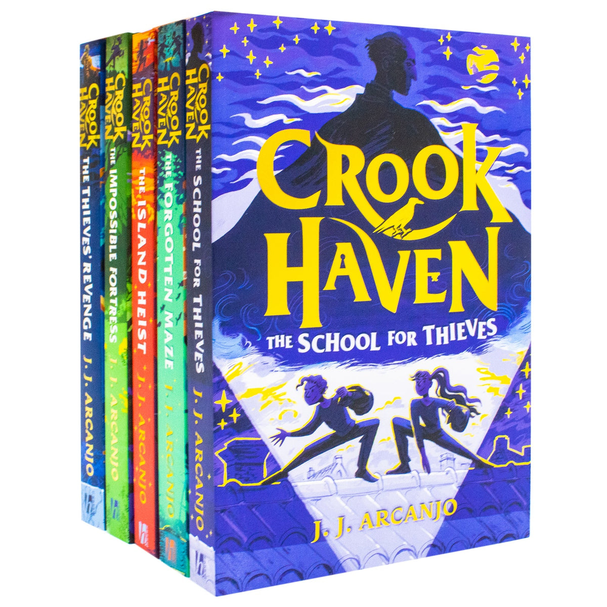 Crookhaven Series By J.J. Arcanjo 5 Books Collection Set (The School for Thieves, The Forgotten Maze, The Island Heist, The Impossible Fortress and The Thieves' Revenge)