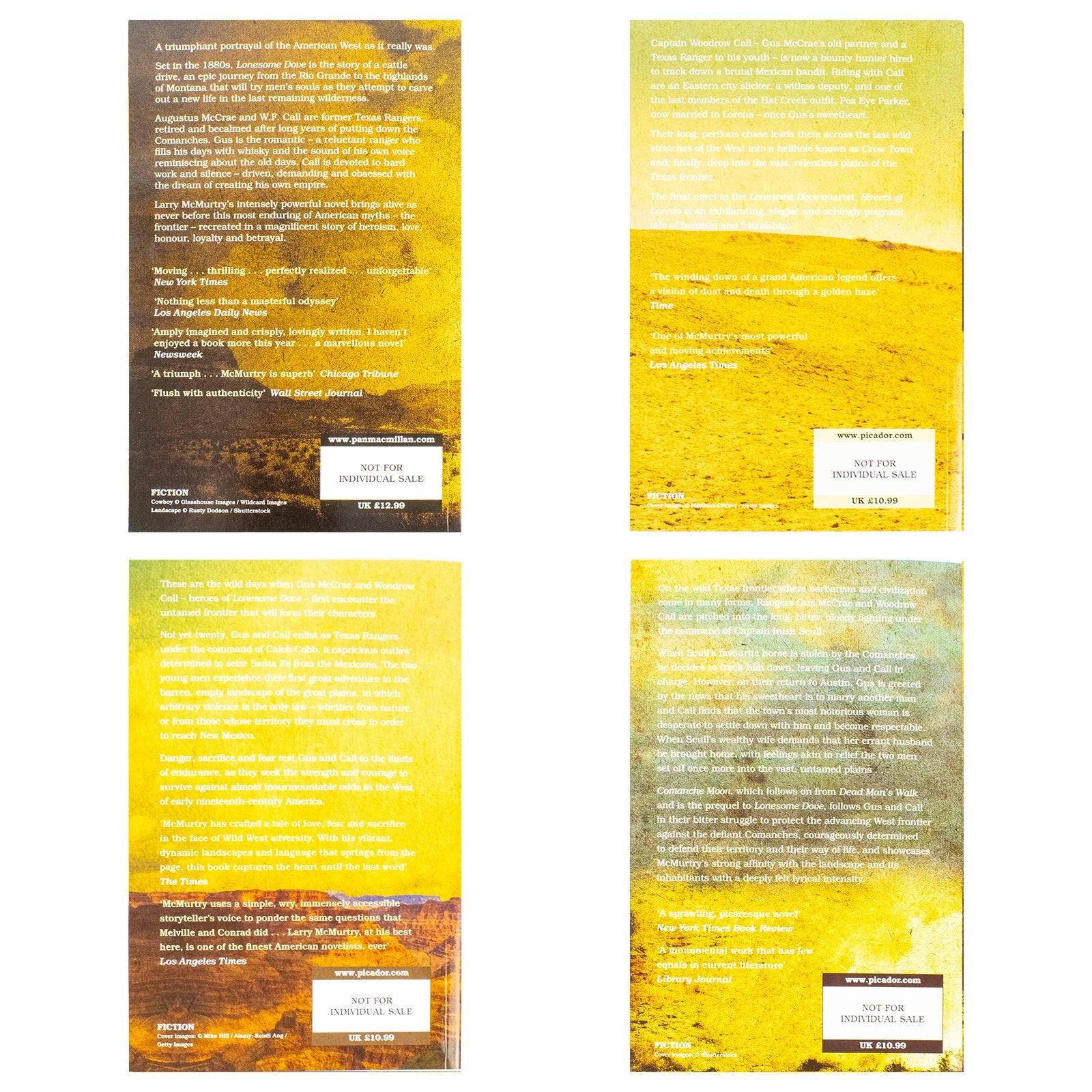 Lonesome Dove Series 4 Books Collection (Lonesome Dove, Streets of Laredo, Dead Man's Walk and Comanche Moon)