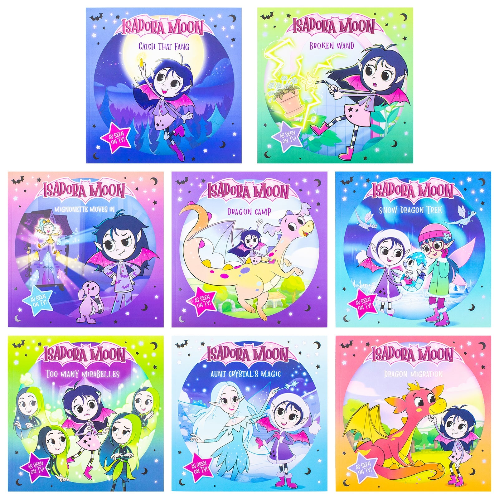 Harriet Muncaster Isadora Moon: TV Tie In Range Series 8 Books Collection Set (Catch that Fang!, Broken Wand, Mignonette Moves In, Dragon Camp, Aunt Crystal's Magic, Too Many Mirabelles and MORE!)