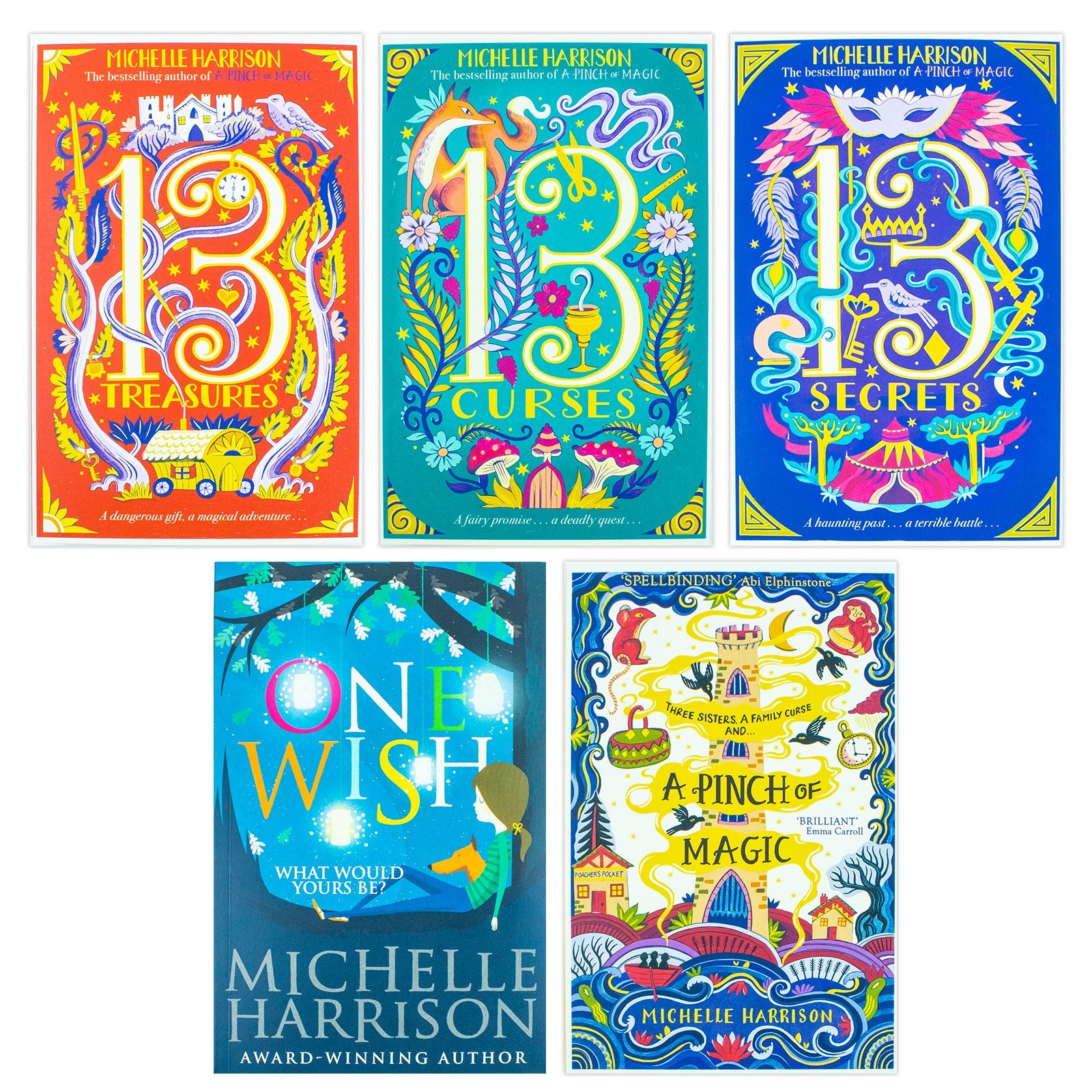 Michelle Harrison Collection 5 Book Collection Set (One Wish, The Thirteen Treasures, The Thirteen Curses, The Thirteen Secrets and A Pinch of Magic)