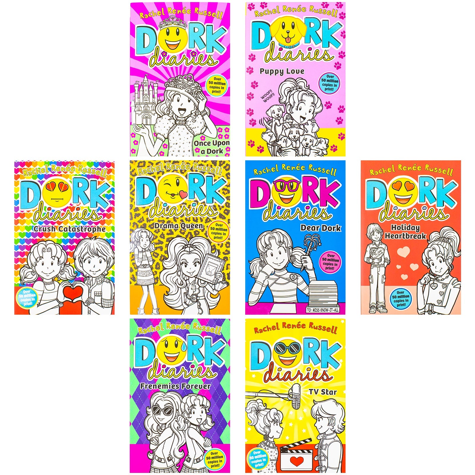 Dork Diaries 8 Book Collection Set (TV Star, Frenemies Forever, Holiday Heartbreak, Dear Dork, Drama Queen, Crush Catastrophe, Puppy Love, Once Upon A Dork) | Paperback