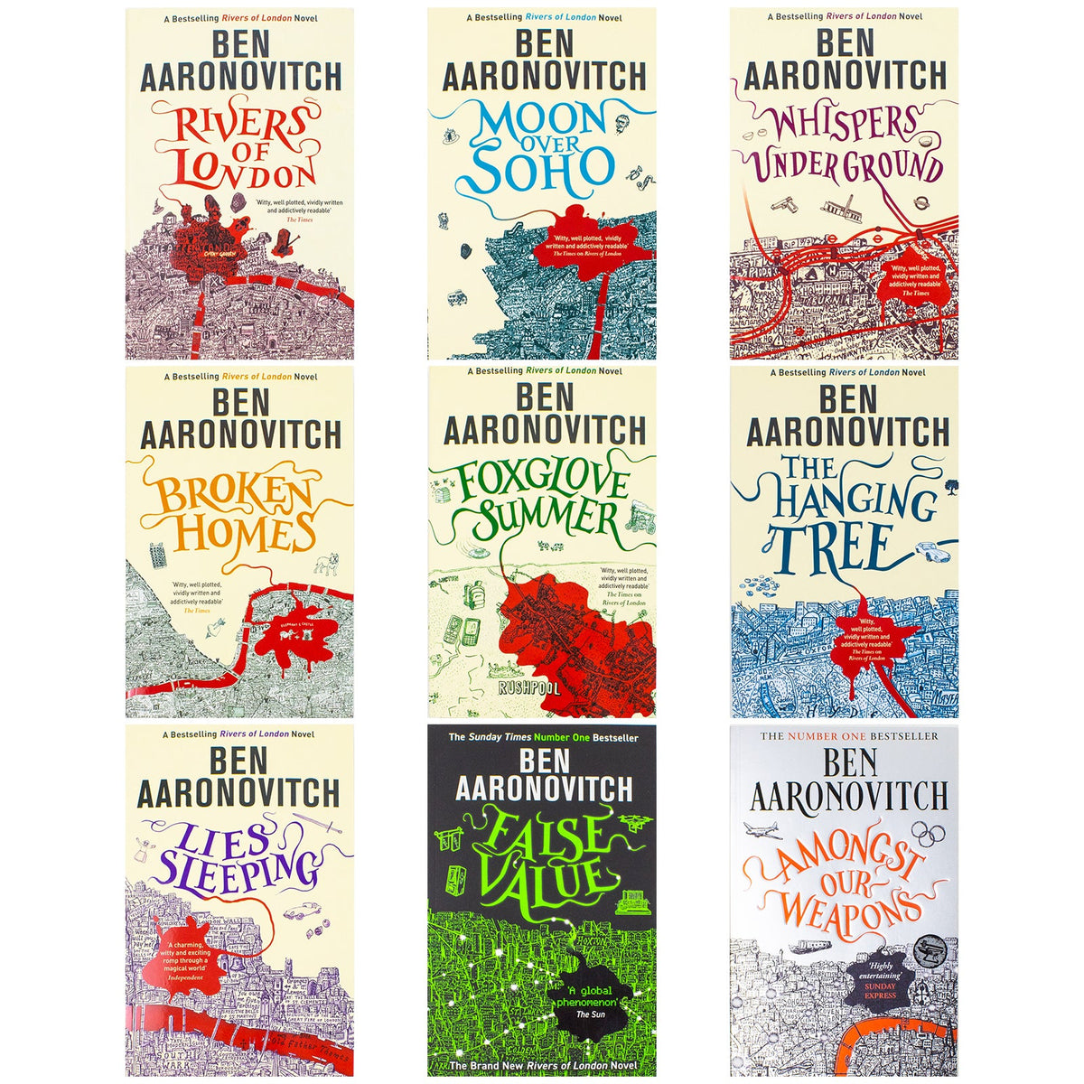 Ben Aaronovitch Rivers of London Series Collection 9 Books Set (Rivers of London, Moon Over Soho, Whispers Under Ground, Broken Homes & More!) | Paperback