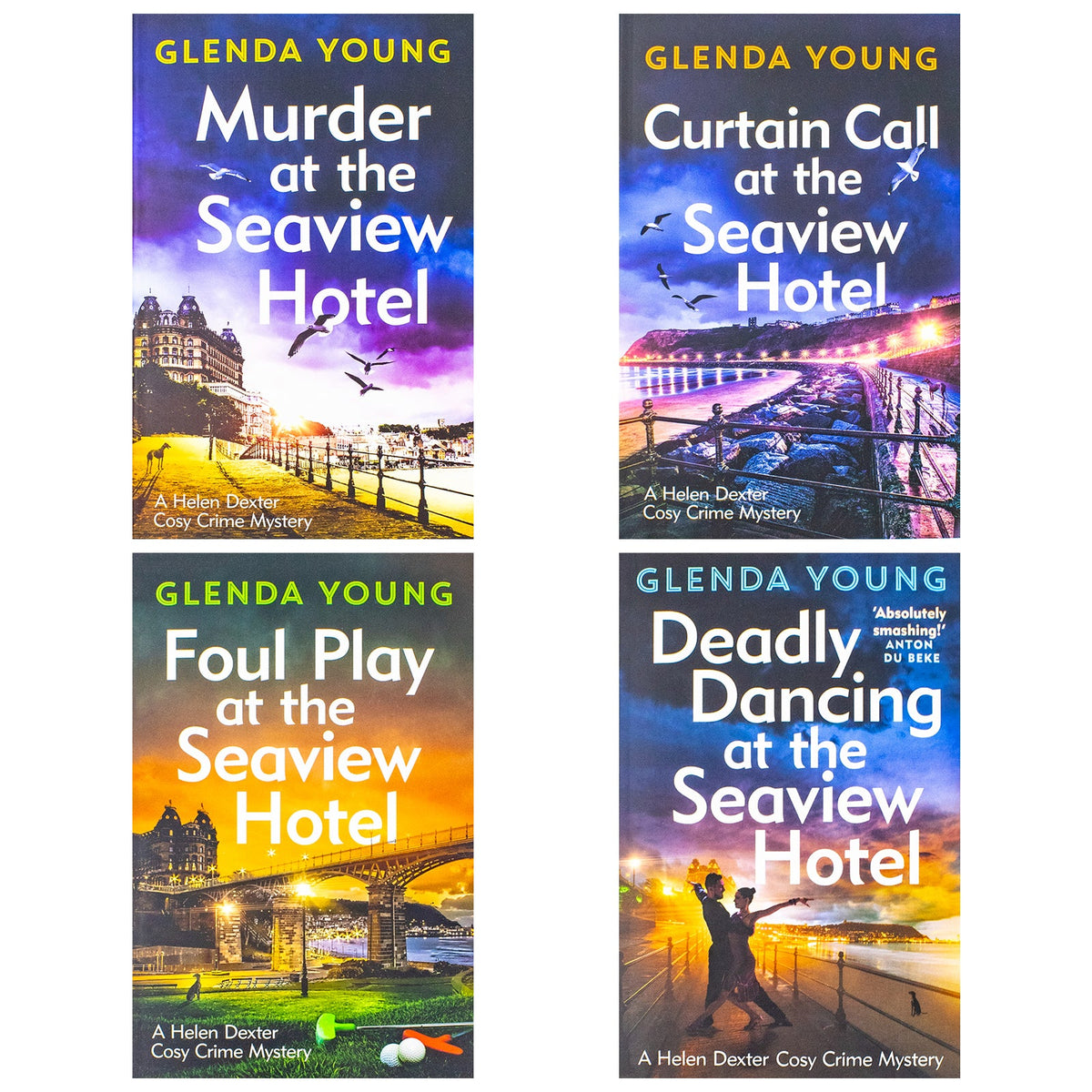 Helen Dexter Cosy Crime Mysteries 4 Books Collection Set By Glenda Young ( Deadly Dancing, Foul Play, Murder at the Seaview, Curtain Call )