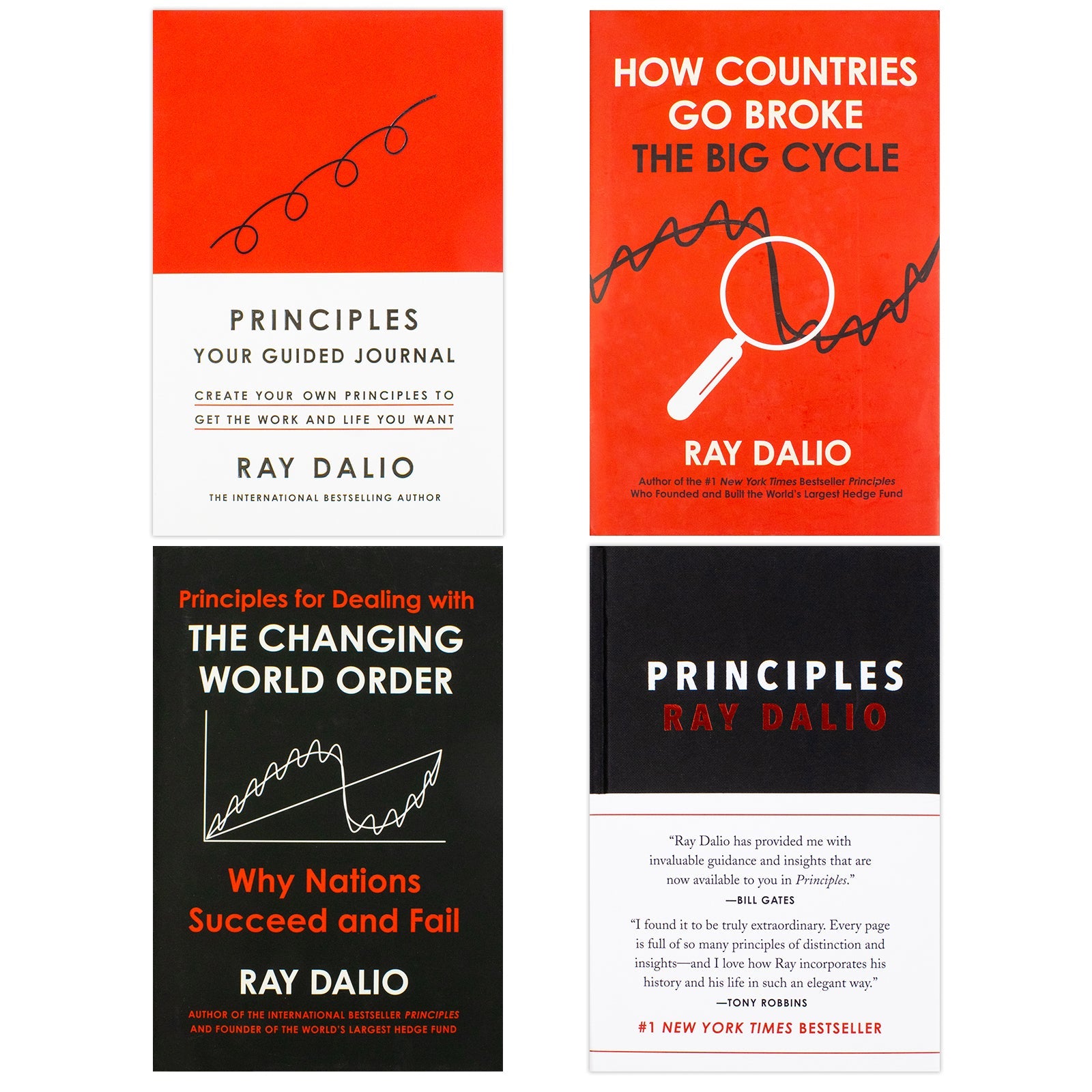 Ray Dalio Collection 4 Books Set (Principles Your Guided Journal, How Countries Go Broke, The Changing World Order, Principles) | Hardcover